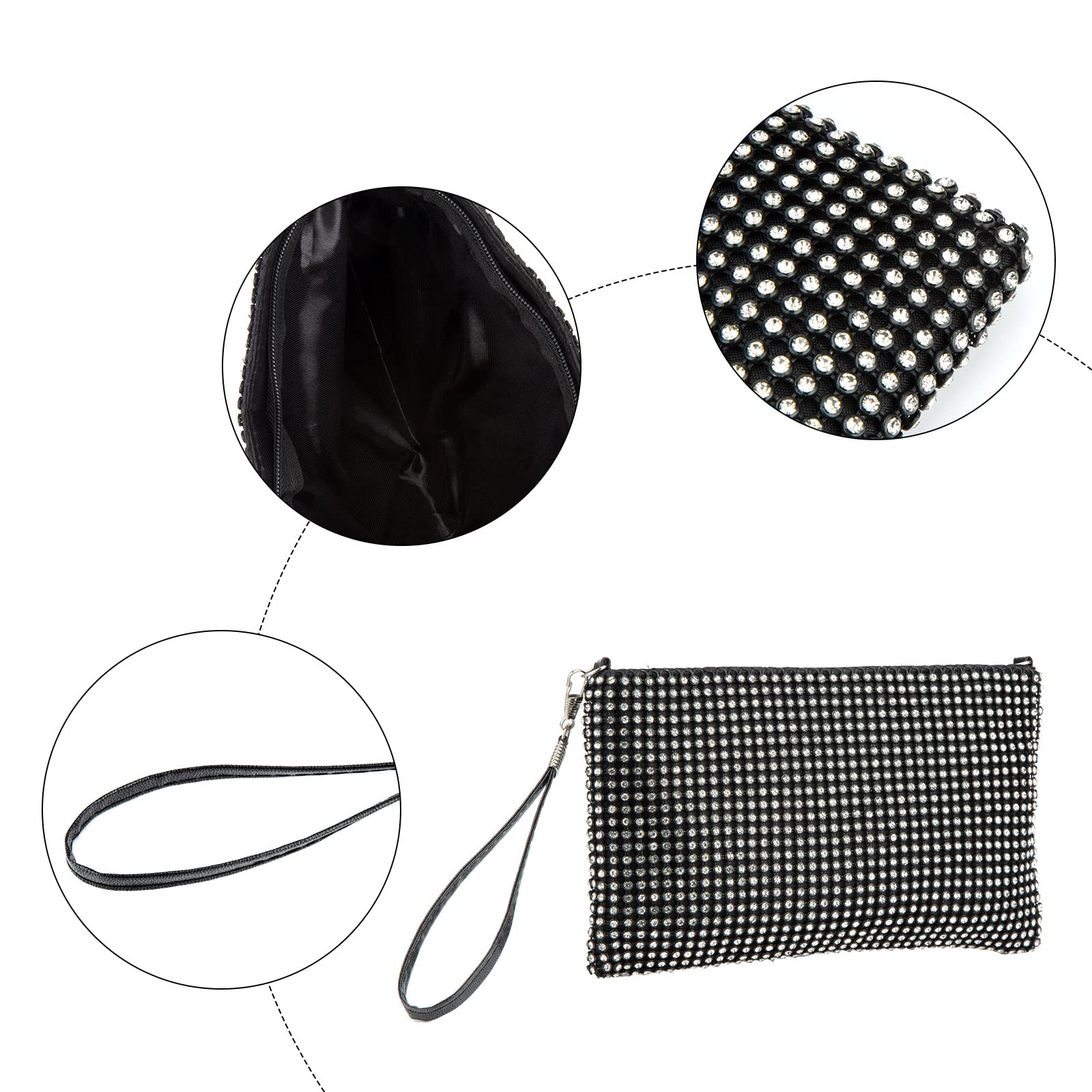 Sparkling Crystal Mesh Clutch Purse for Women - Elegant Evening Wristlet Bag with Phone Pocket | Perfect for Parties, Weddings & Special Occasions