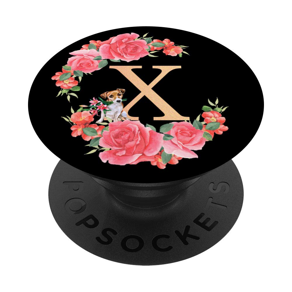 Jack Russell Monogram X Initial Letter Floral Rose Pink Dog Collar - Personalized Pet Accessories for Small Dogs, Perfect for Walks & Photo Shoots