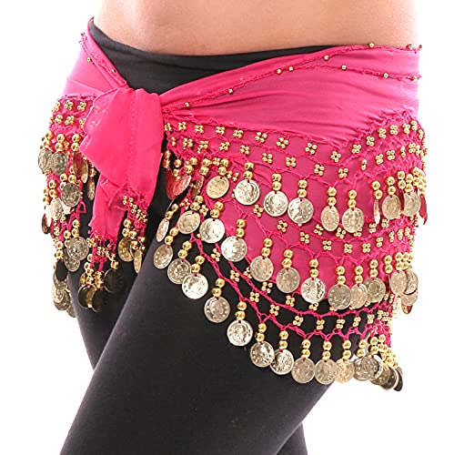 Belly Dance Hip Scarf with Sequins & Coins - Flowy Chiffon Wrap Skirt for Women - Perfect for Dance Performances, Costume Parties & Yoga Wear
