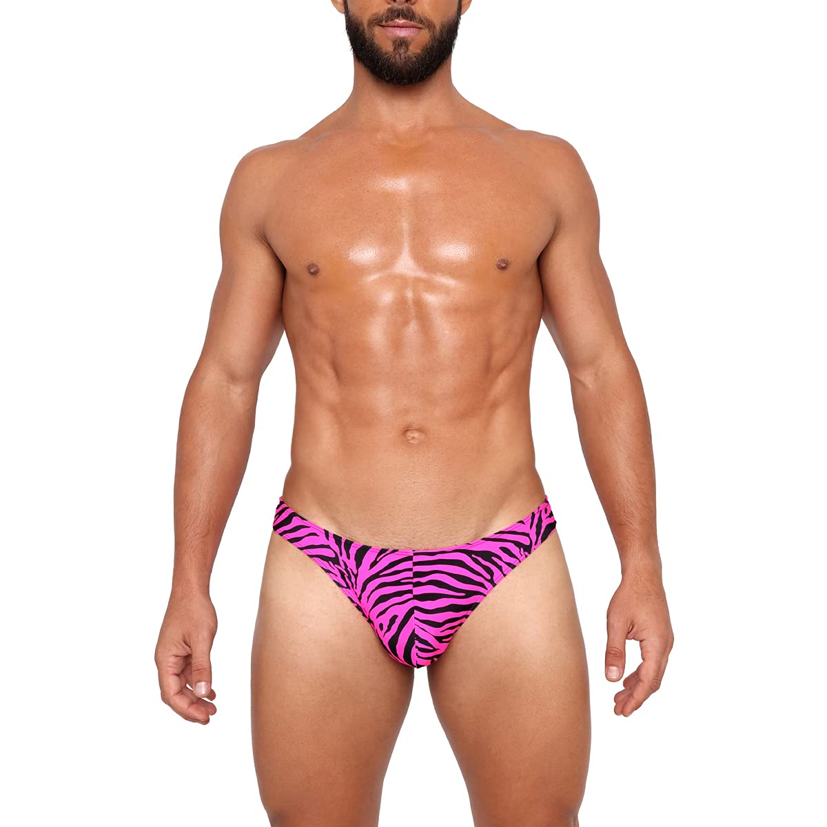 Gary Majdell Men's Sport Print Thong Swimsuit - Quick Dry Swimwear for Beach, Pool & Gym Workouts