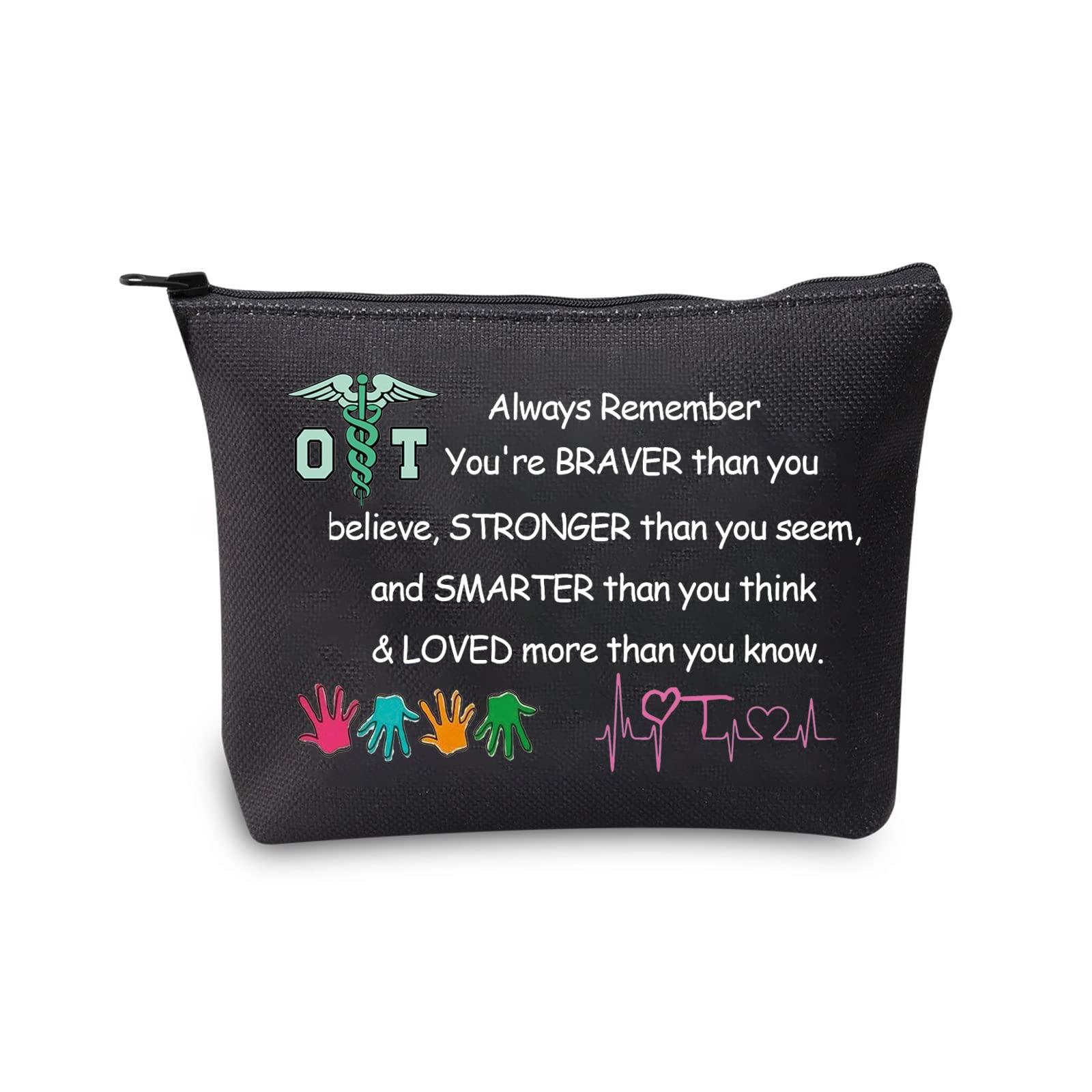 MBMSO OT Gifts - Black Medium Occupational Therapy Bag with Zipper | Therapist Cosmetic Pouch for Makeup & Medical Supplies | Perfect for OT Students, Practitioners & Healthcare Professionals