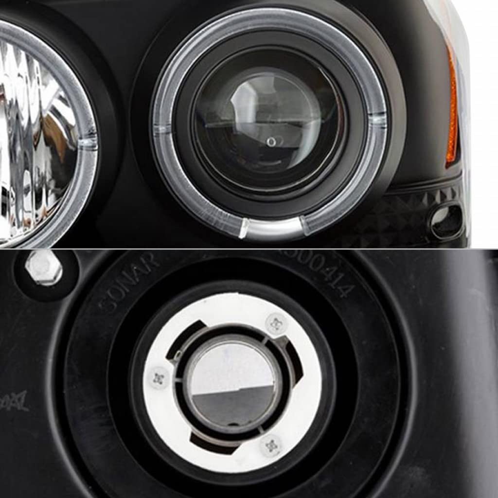 2005-2007 Dodge Magnum Spyder Projector Headlights - LED Halo Black Housing Headlamp Assembly Pair (5009876) | High Performance Lighting for Night Driving & Custom Car Upgrades