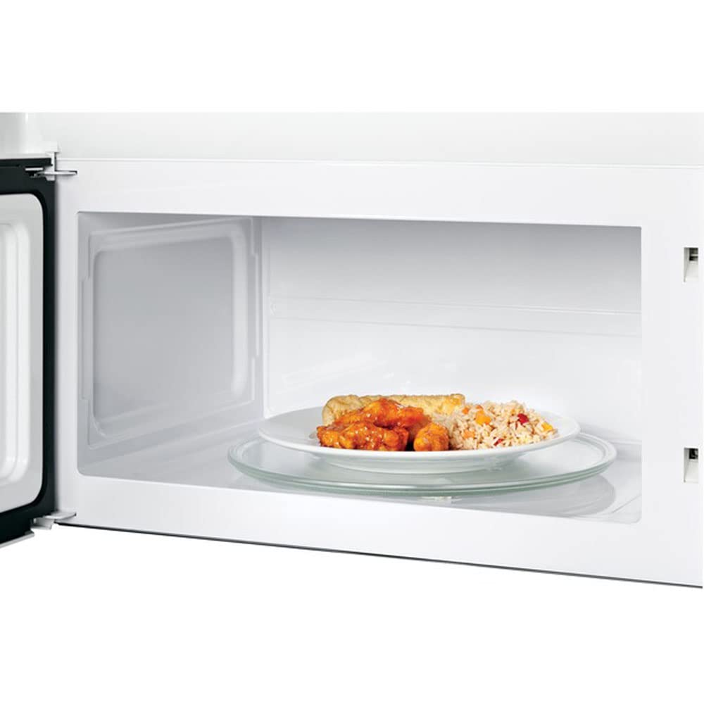 GE JVM3160DFWW 1.6 Cu. Ft. Over-the-Range Microwave Oven in White - Includes Heat Resistant Oven Mitts & 3-Year Protection Plan - Perfect for Kitchen Remodeling & Small Space Cooking