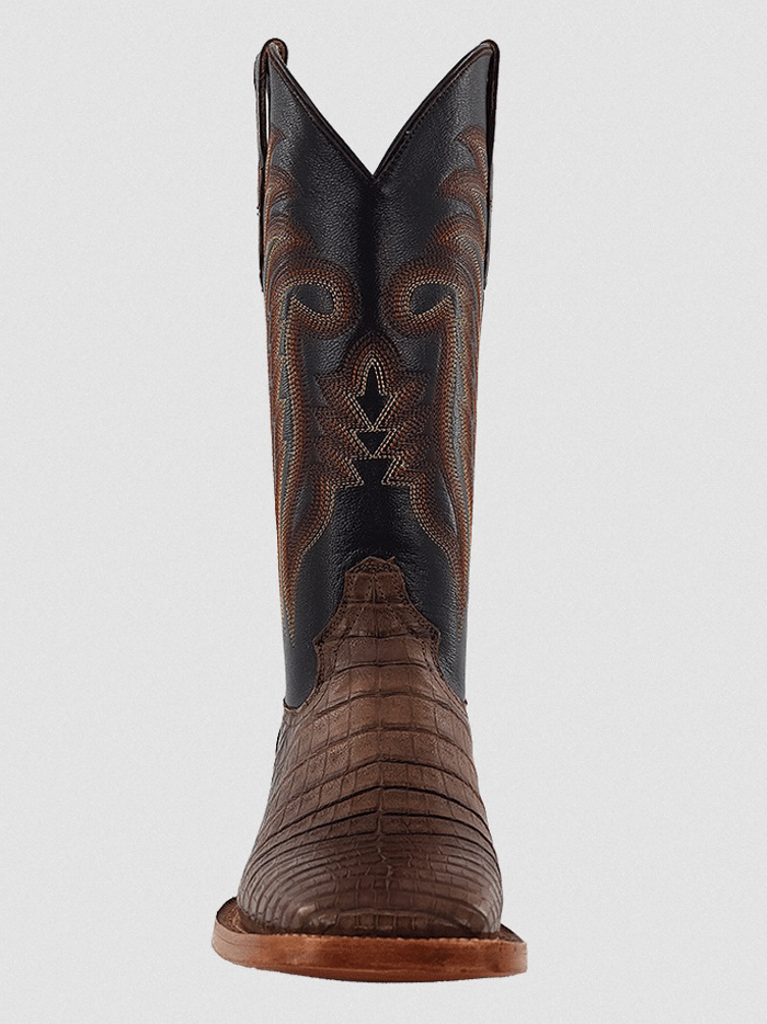 R.Watson RW2004 Men's Genuine Caiman Belly Western Boots in Espresso Brown - Perfect for Rodeo, Country Dancing & Western Fashion