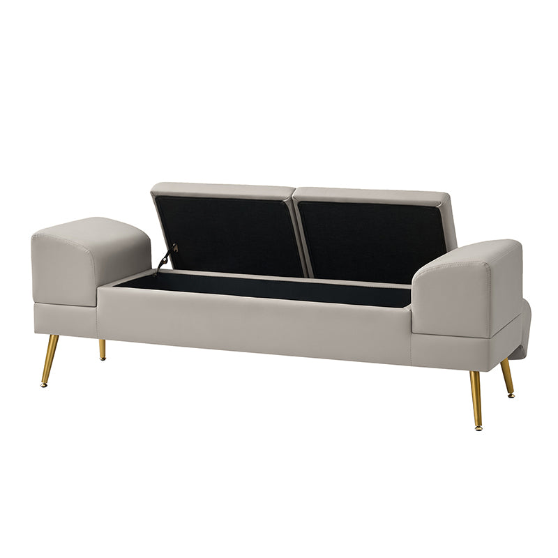 Gaston Entryway Bench - Scratch-Resistant Vegan Leather with Built-in USB Charging Port - Perfect for Hallway, Living Room & Bedroom Storage