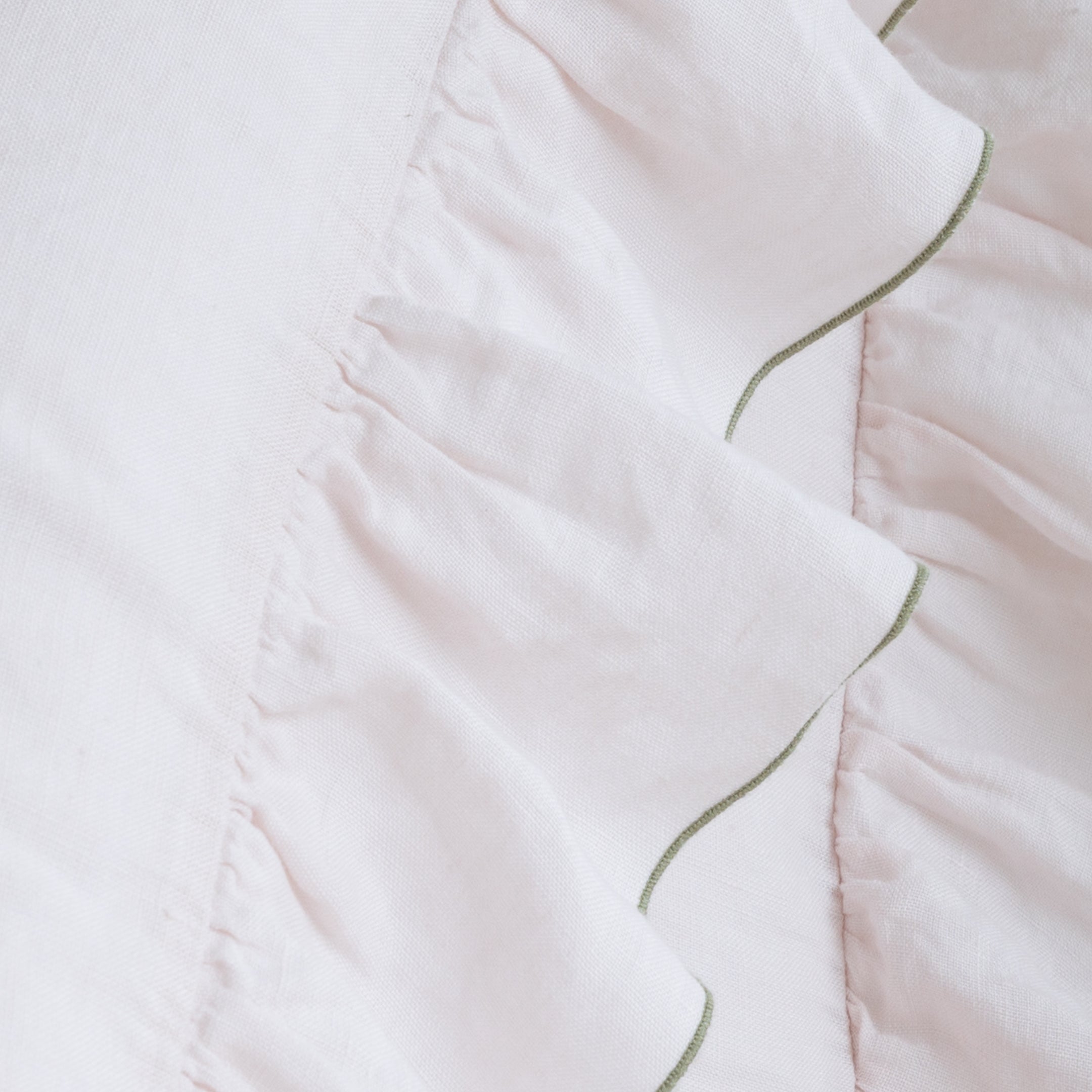 Breeze Linen Ruffle Pillowcase Set of 2 - Soft Rose Pink Decorative Pillow Covers for Bedroom, Living Room & Nursery Decor