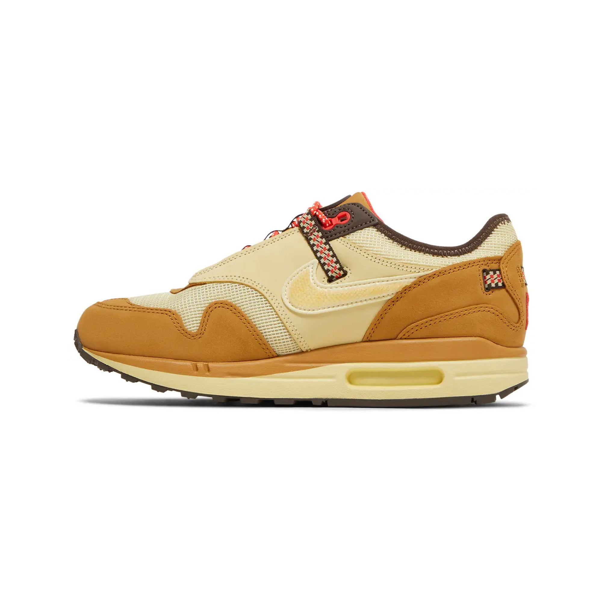 Travis Scott x Nike Air Max 1 'Cactus Jack' Wheat Lemon Drop Sneakers (2022) - Men's Limited Edition Retro Running Shoes for Streetwear & Casual Outfits