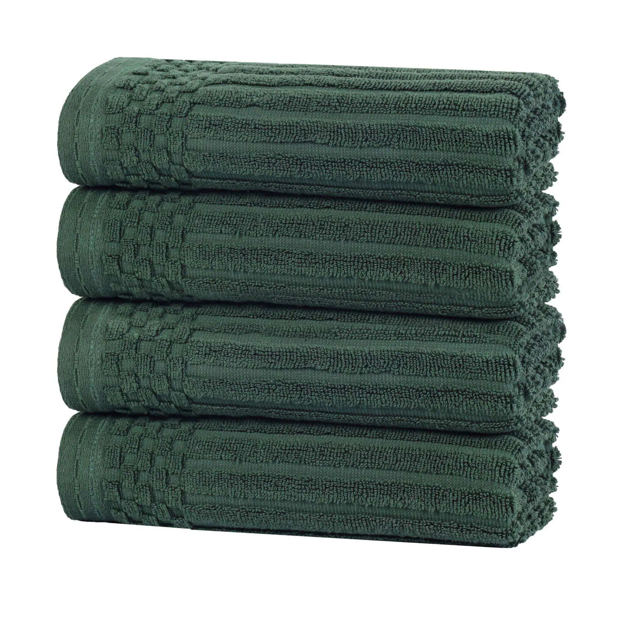 Premium Soho Ribbed Cotton Hand Towel Set - 4-Piece Ultra Absorbent Bath Towels for Kitchen, Bathroom & Gym - Soft & Quick-Drying