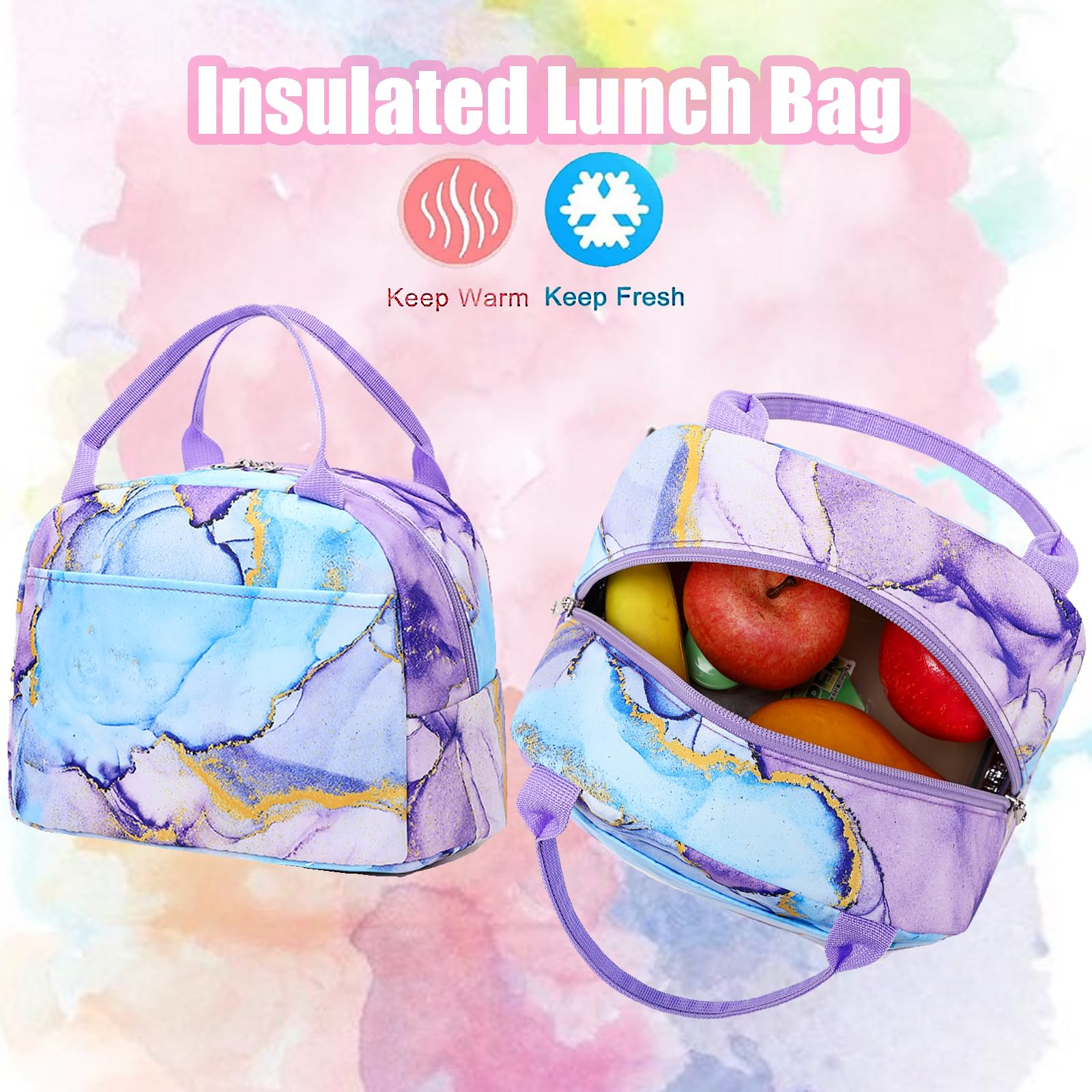 Girls Backpack with Lunch Box - School Bookbag for Teens, Perfect for School & Travel
