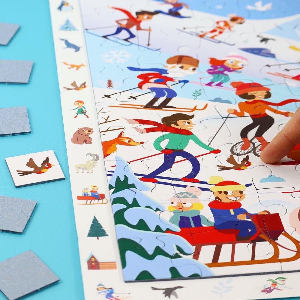 Calypto 100-Piece Winter Sports Search & Find Jigsaw Puzzle – Fun Family Activity for Kids & Adults | Perfect for Holidays & Indoor Games