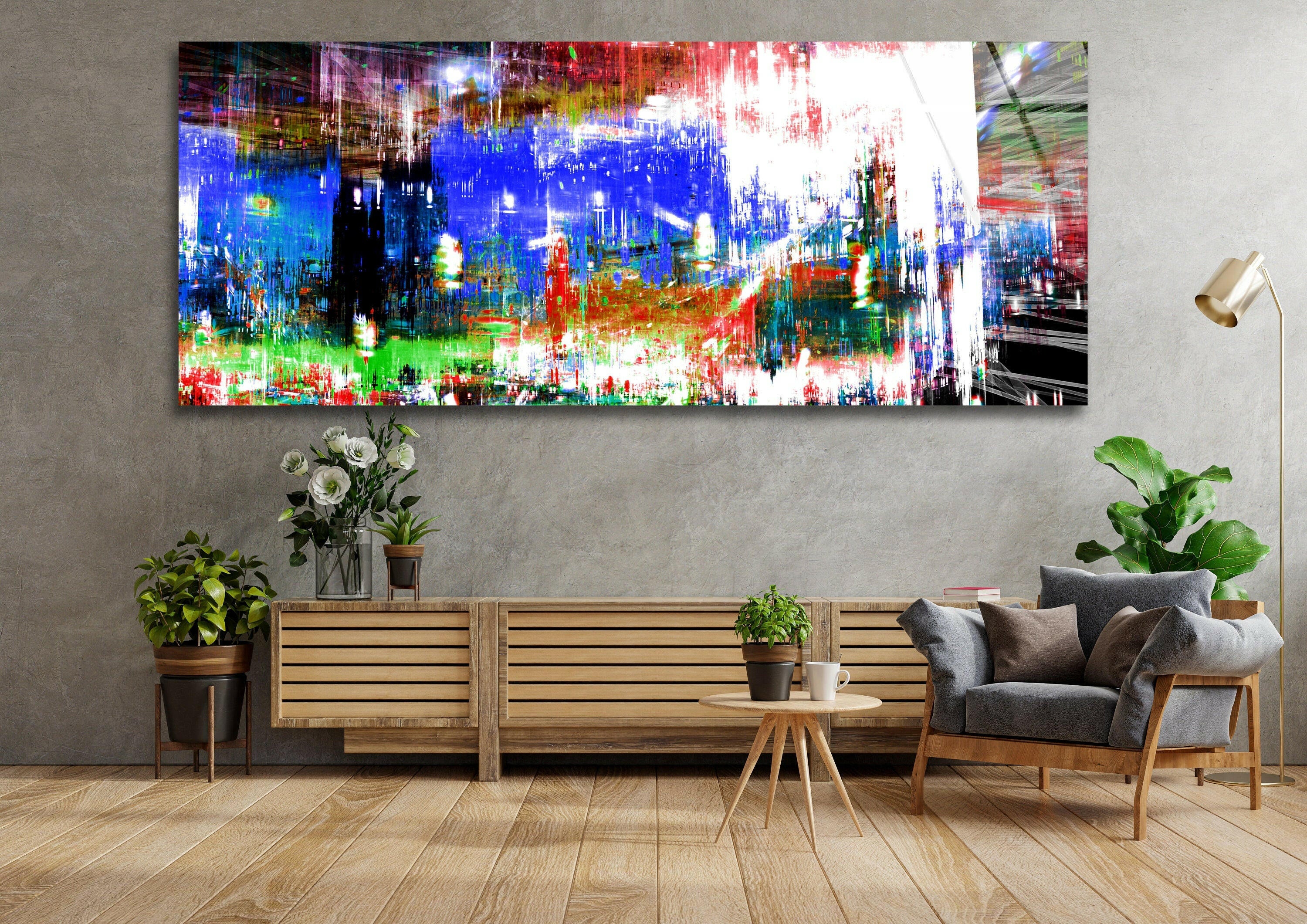 Vibrant Abstract Oil Painting on Glass - Modern Wall Art Decor for Living Room, Bedroom & Office