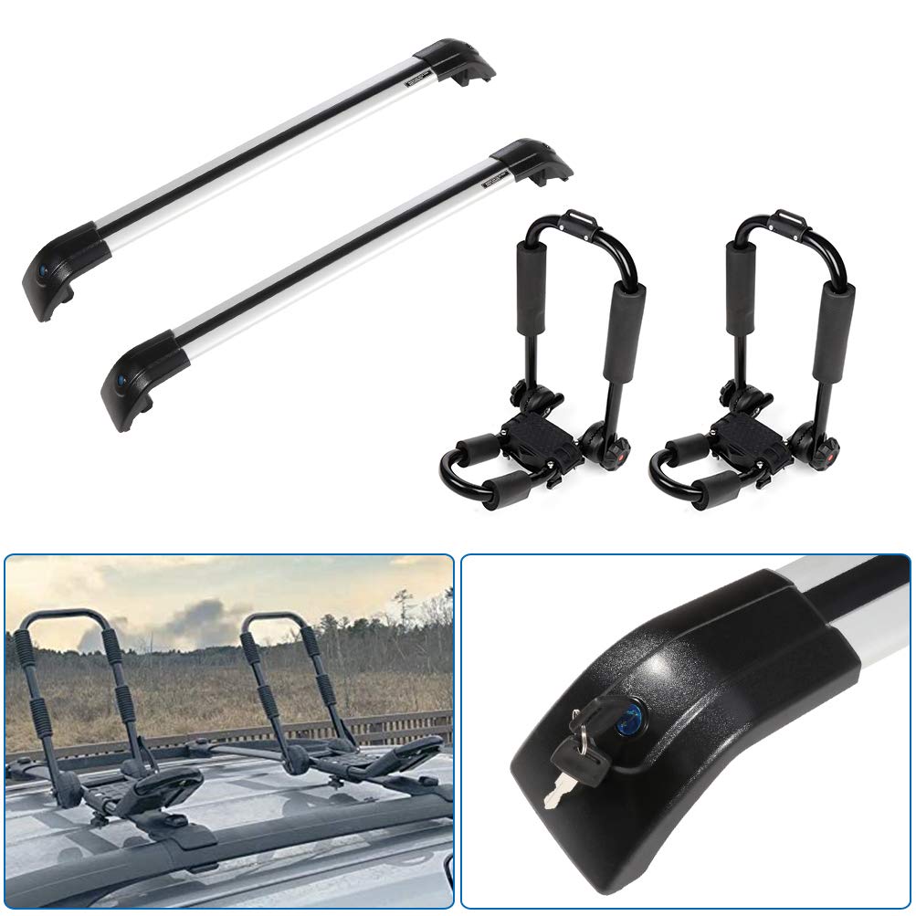 SCITOO Universal J-Bar Kayak Rack - Heavy Duty Roof Rack Cross Bars for Hyundai Santa Fe 2013-2017 - Perfect for Kayak, Canoe & SUP Transport - Outdoor Adventure Gear