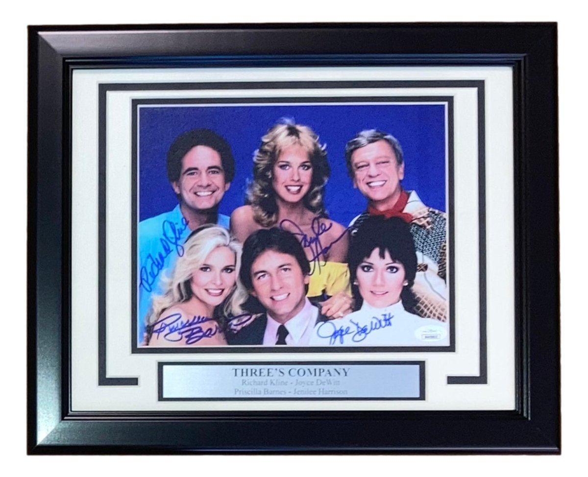 Kline DeWitt Banes Harrison Autographed Framed 8x10 Three's Company Photo with JSA ITP Certificate - Perfect for TV Memorabilia Collectors and Classic Comedy Fans
