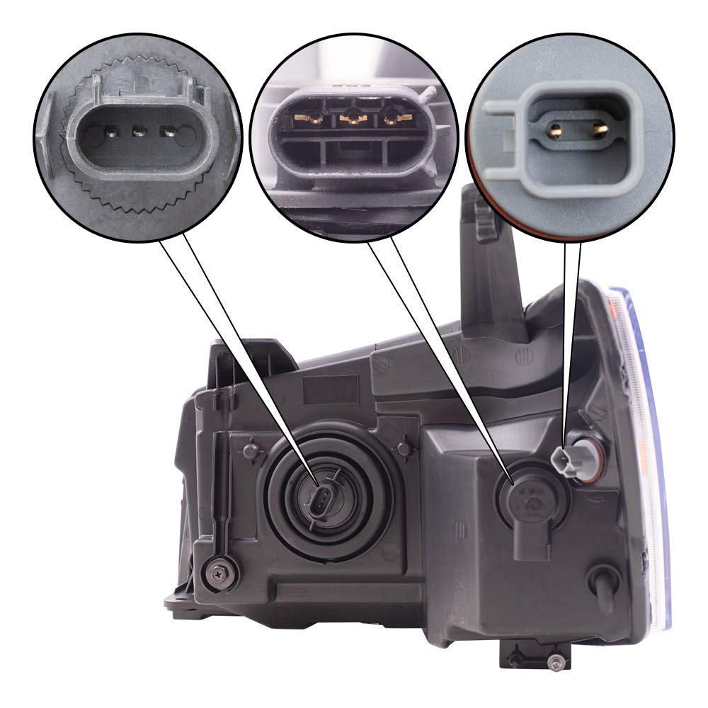 Brock Replacement Headlight Assembly Set - Driver & Passenger Side Compatible with 2006-2009 Pontiac Torrent (Part #15890727, 15890728) | Durable Aftermarket Headlights for Night Driving & Improved Visibility
