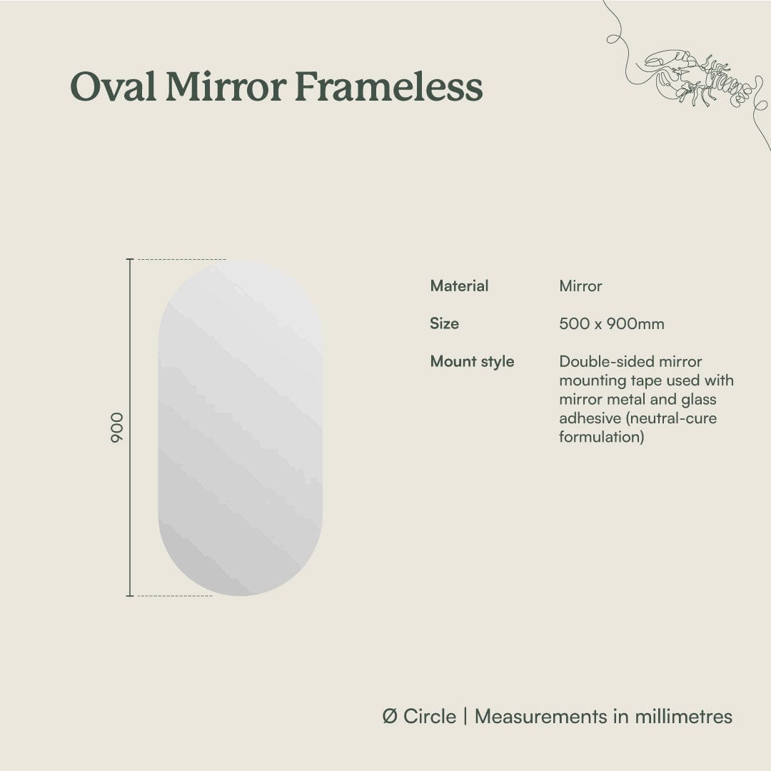 Frameless Oval Wall Mirror - Modern Home Decor for Bathroom, Bedroom & Entryway | Perfect for Vanity, Dressing Room & Hallway