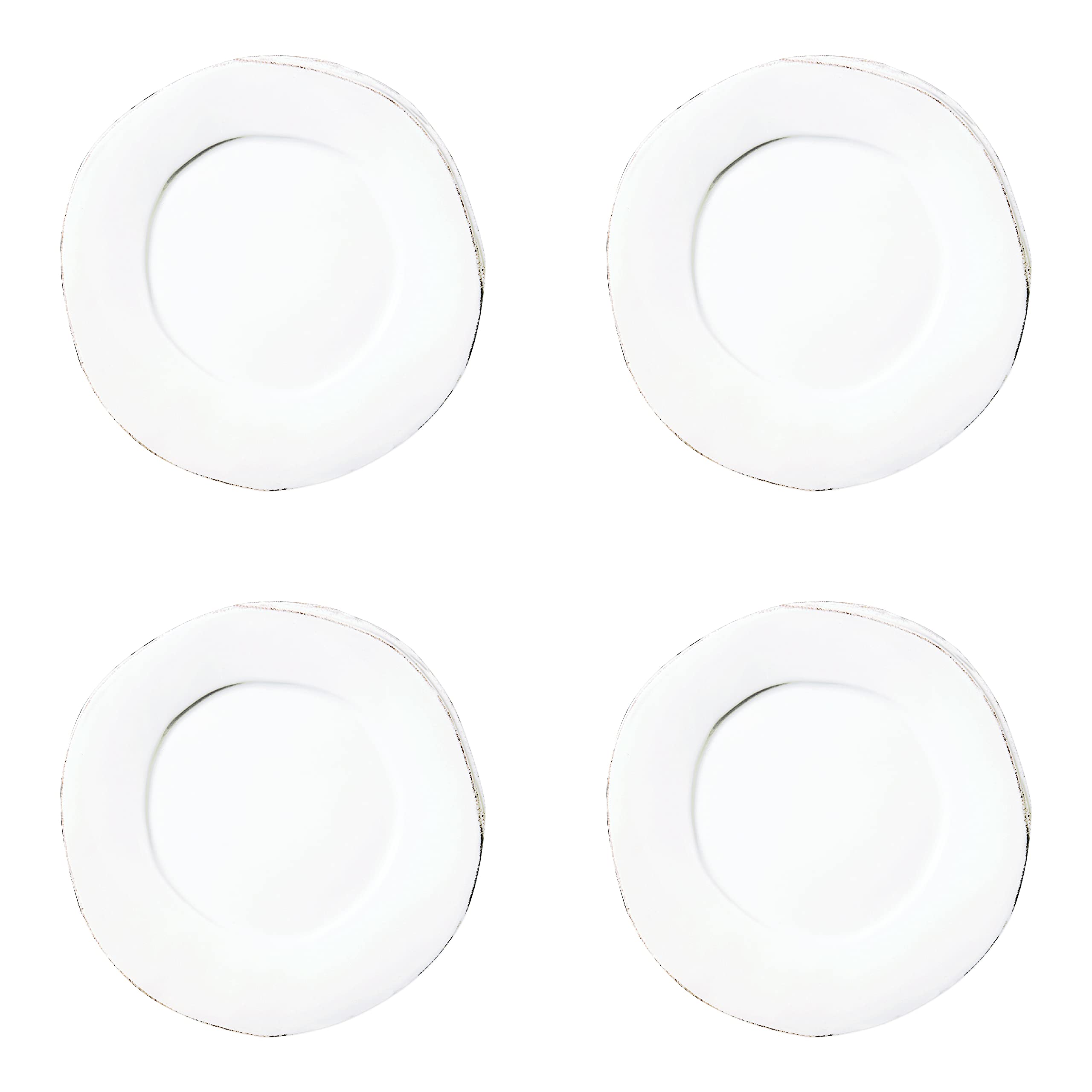 Vietri Italian Lastra Collection Dinnerware Set - 4 White Porcelain Dinner Plates for Elegant Dining & Entertaining | Perfect for Restaurants, Weddings & Special Occasions