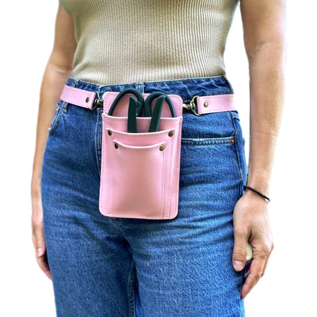 Premium Pink Leather Garden Tool Belt for Women - Handmade Florist & Gardener Belt with Pockets - Best Gardening Gift for Her - Durable Gardening Apron for Planting, Weeding & Outdoor Work