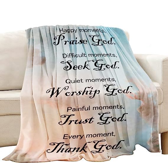 **Christian Gifts for Women - Religious Catholic Bible Verse Blanket with Inspirational Scriptures, Soft 40
