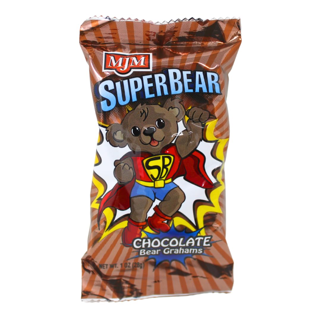 MJM SuperBear Chocolate Grahams Cookies - Bulk Pack of 300 Individually Wrapped Snacks for School Lunches, Parties & Office Treats