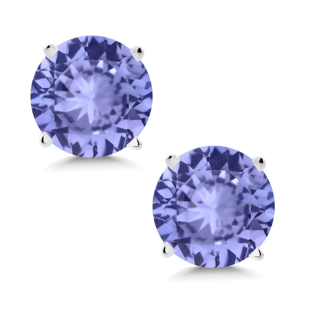 14K White Gold Round 5MM Gemstone Birthstone Stud Earrings for Women & Men | Personalized Zodiac Jewelry Gift for Birthday, Anniversary & Special Occasions