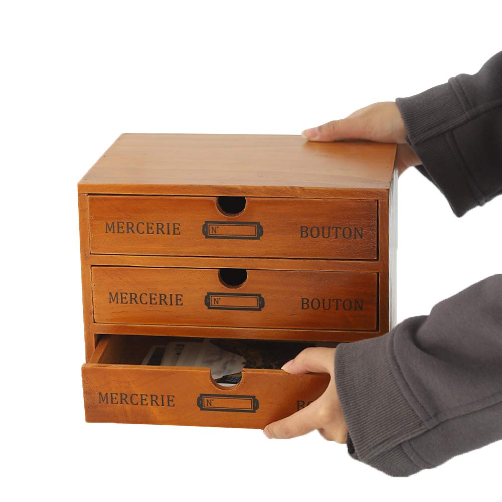 Willcome Wooden Storage Box with Drawers - Portable Desktop Organizer for Home Office, Craft Supplies & Counter Decor | Perfect for Stationery, Jewelry & Makeup Organization
