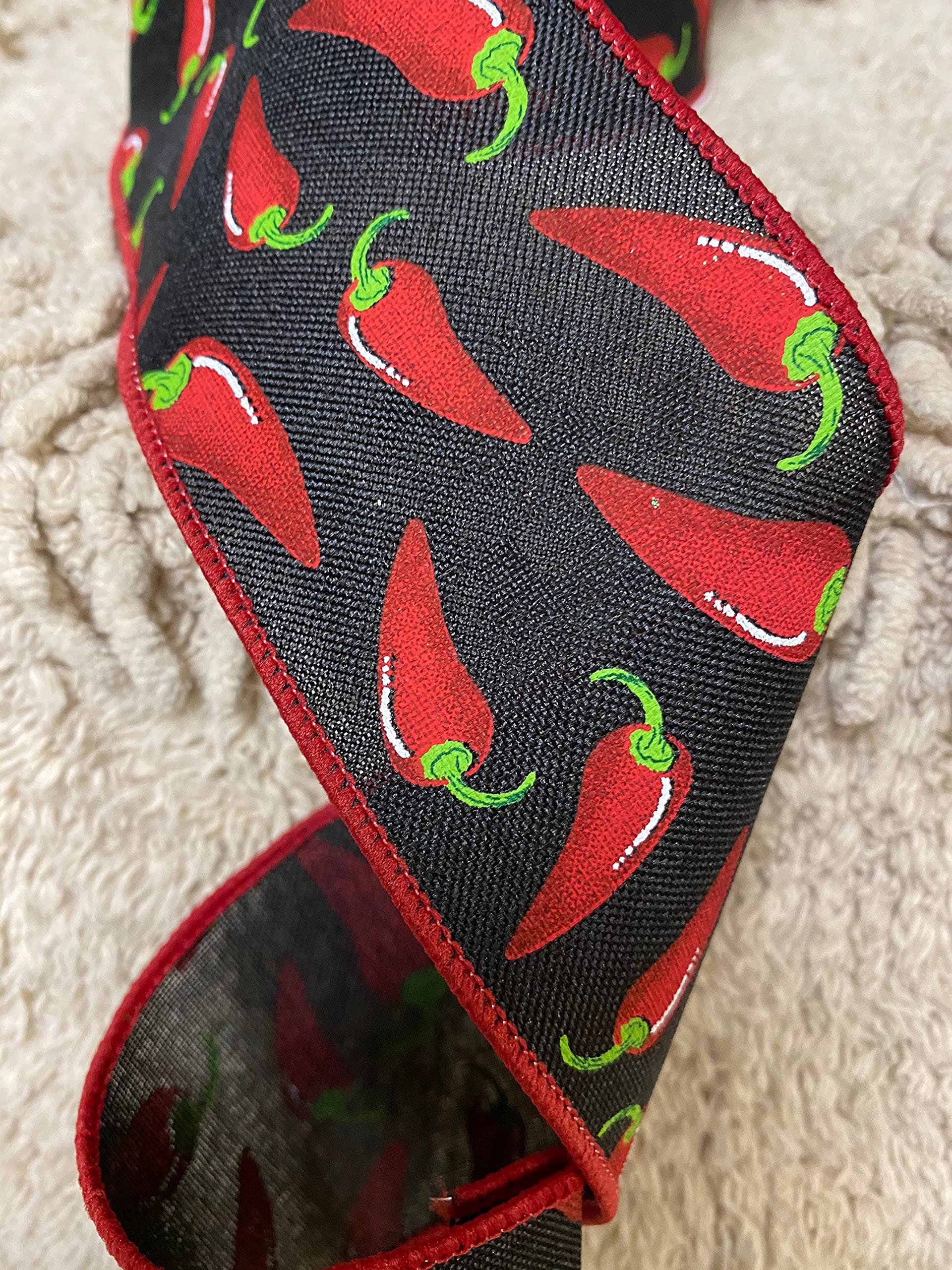 Spring Ribbon Chili Pepper Wreath - DIY Craft Supplies for Seasonal Decorations | Perfect for Summer Wreaths, Home Decor, and Handmade Gift Accessories