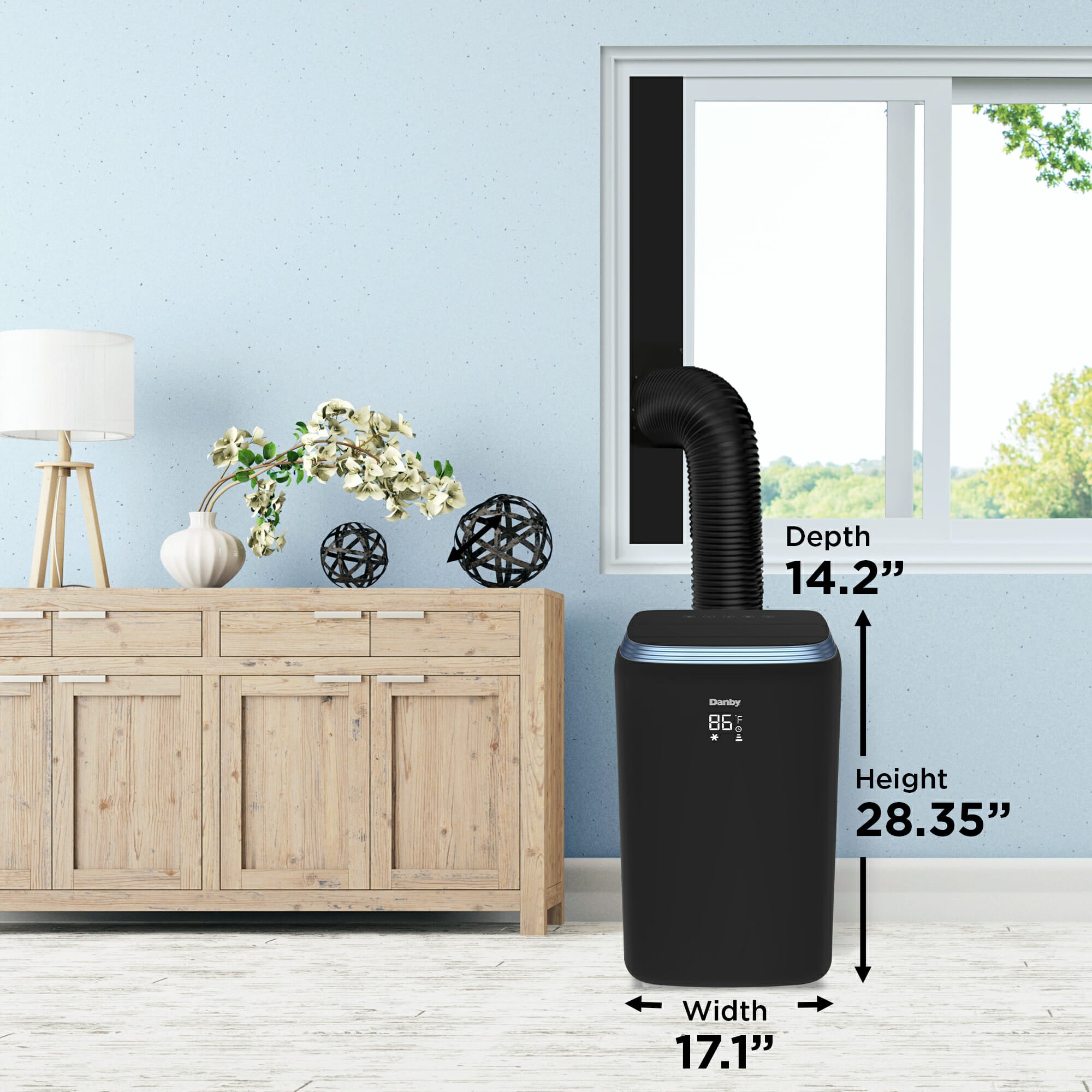 Danby DPA080E3BDB 8,000 BTU (12,500 BTU DOE) 3-in-1 Portable Air Conditioner with Dehumidifier & Fan - Black - Perfect for Bedrooms, Offices & Small Spaces Up to 200 Sq Ft