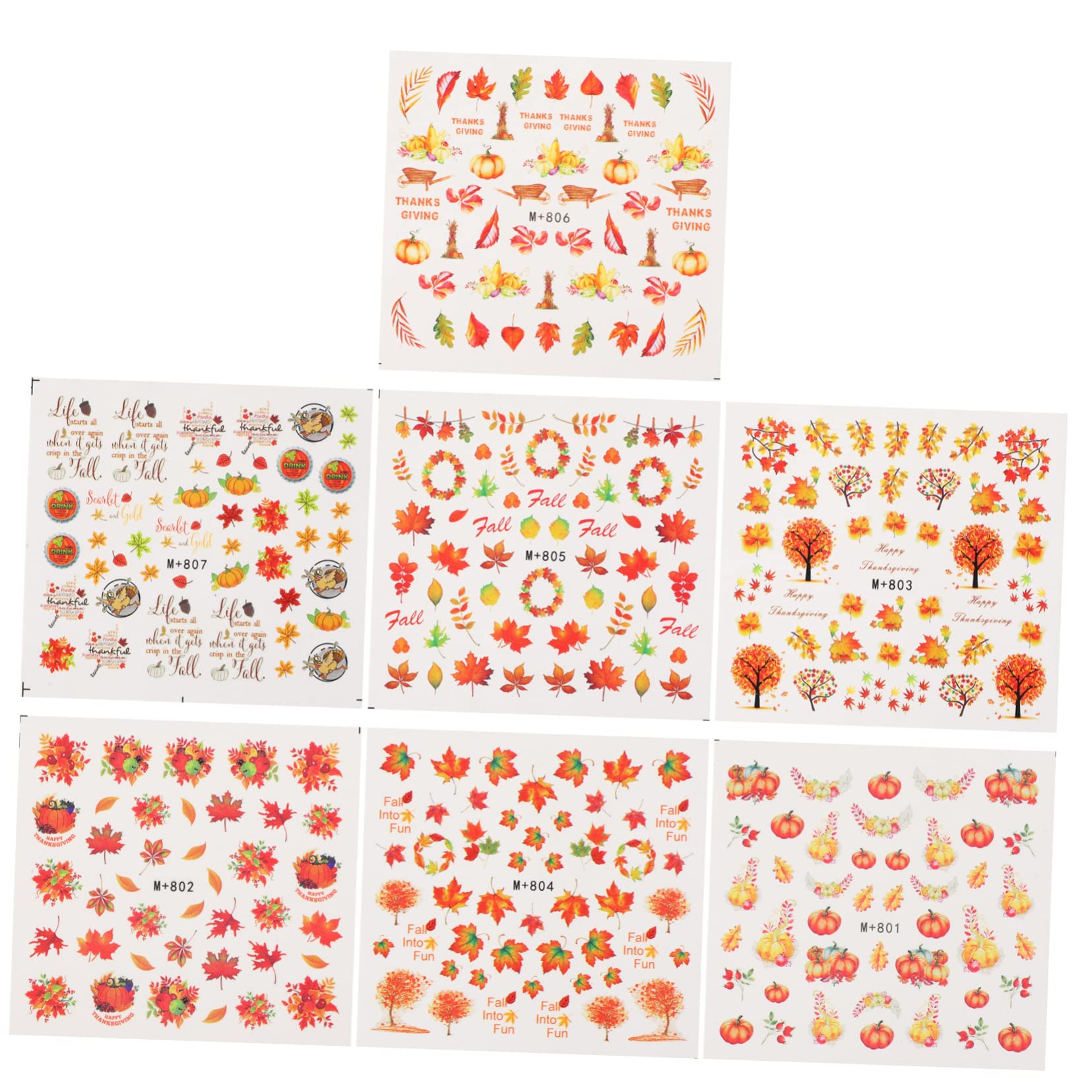 Minkissy 7 Sheets Maple Leaf Nail Stickers - Autumn Fall Nail Art Decals, Colorful Thanksgiving Manicure Decorations for Women & Kids | Perfect for Halloween, Thanksgiving, and Seasonal Nail Designs