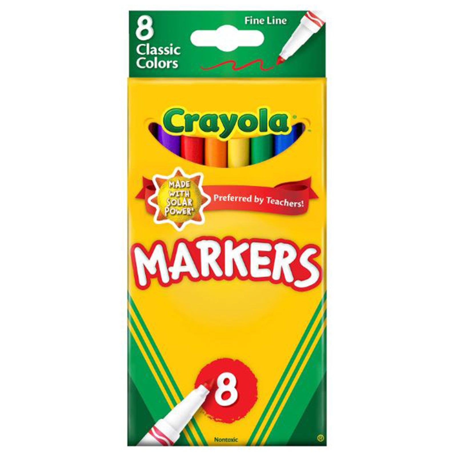 Crayola 8-Count Classic Fine Line Markers Set - Vibrant Colors for Kids Art Projects, School Supplies & Creative Drawing