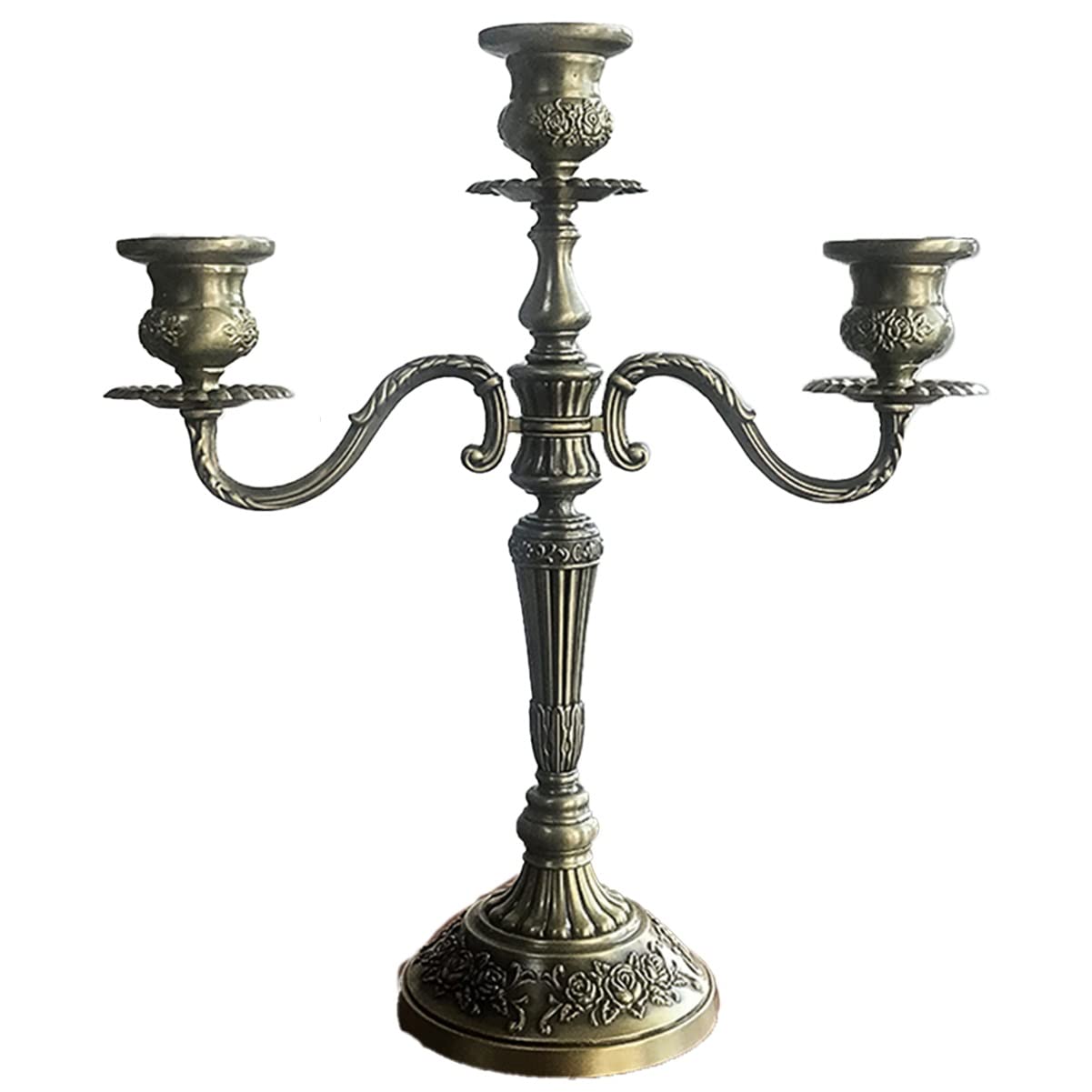 Vintage Zinc Alloy 3-Piece Candle Holder Set - 14.2