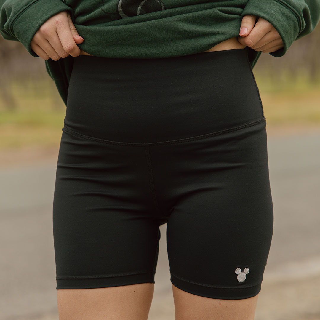 Disney Mickey Mouse Biker Shorts for Women - Black Cycling Shorts for Workout, Running, Yoga & Casual Wear