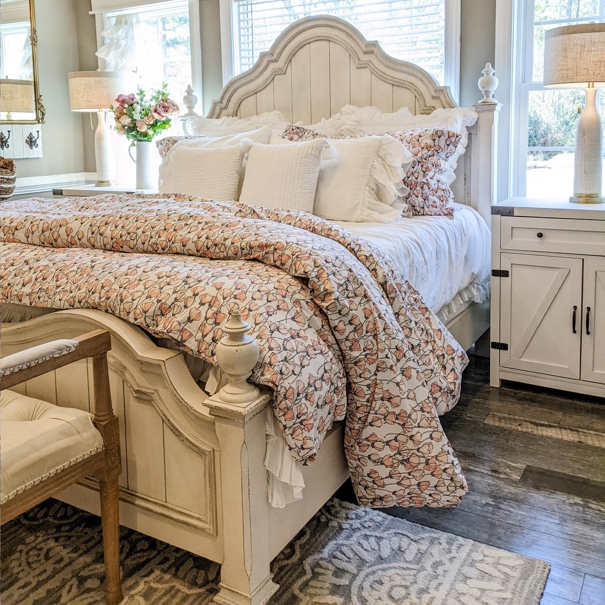 Southshore Fine Living 100% Cotton King Size Duvet Cover - 300 Thread Count Sateen Weave, Hotel Luxury Collection, California King Comforter Cover, Machine Washable Soft Fabric in Blush Pink - Perfect for Master Bedrooms & Guest Rooms