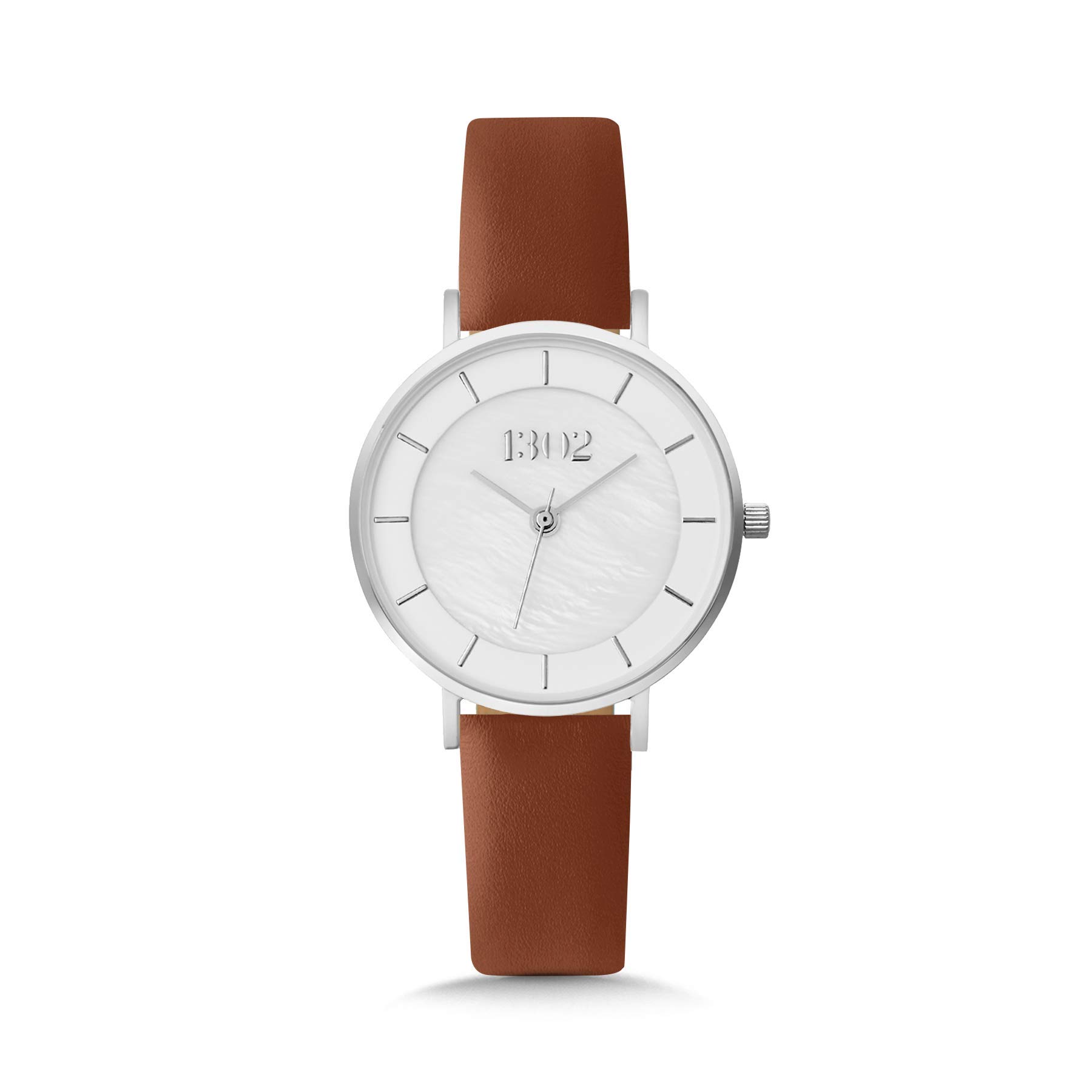 THIRTEEN.02 Women's Silver Watch - Pearl Dial, Interchangeable Strap, 32mm Wristwatch for Women | Elegant Accessory for Office, Party & Everyday Wear