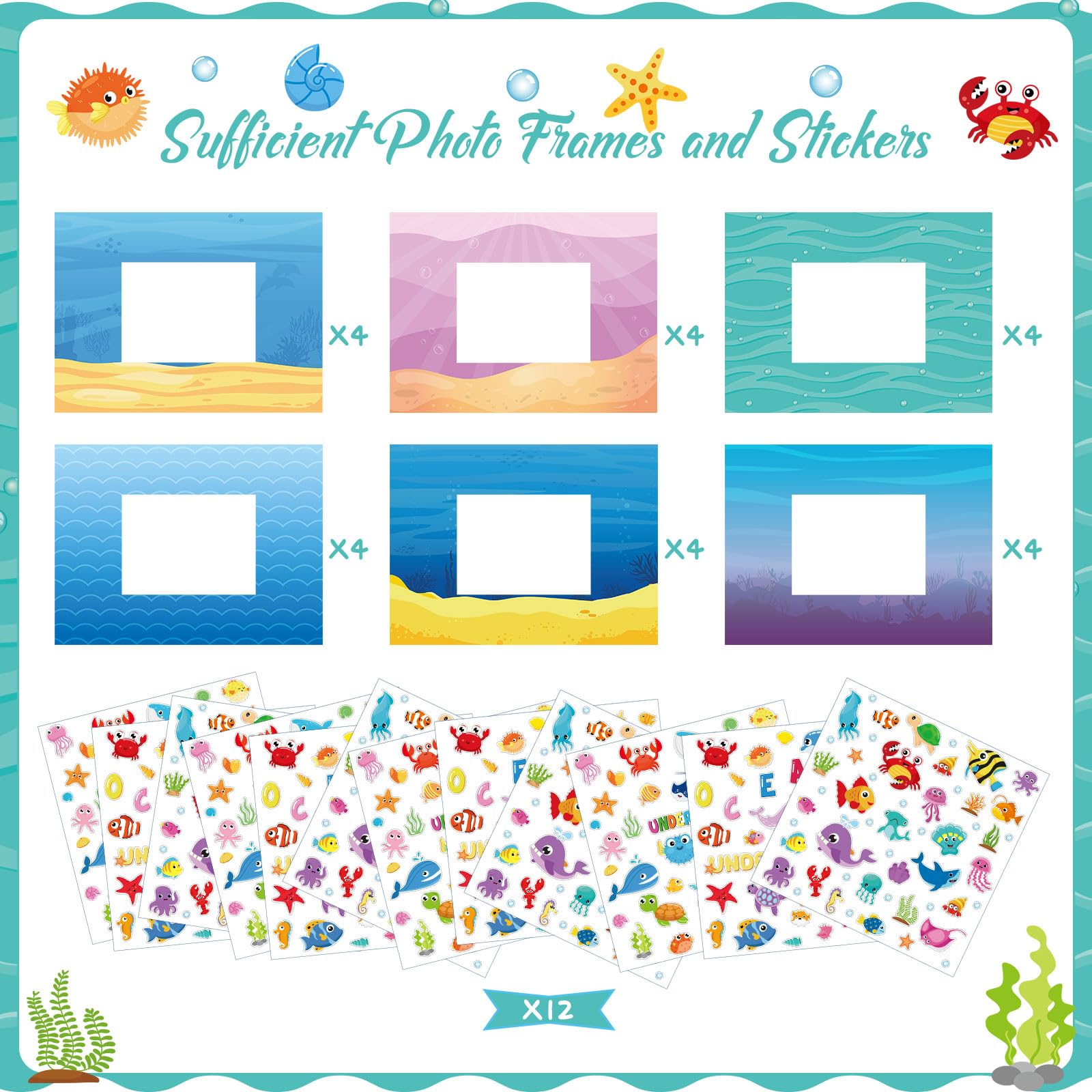 24 Pack Summer Back to School Craft Kit - Hawaiian DIY Picture Frame with Sea Animal Stickers for Kids, Classroom & Aloha Beach Party Supplies | Perfect for School Projects, Pool Parties & Summer Crafts