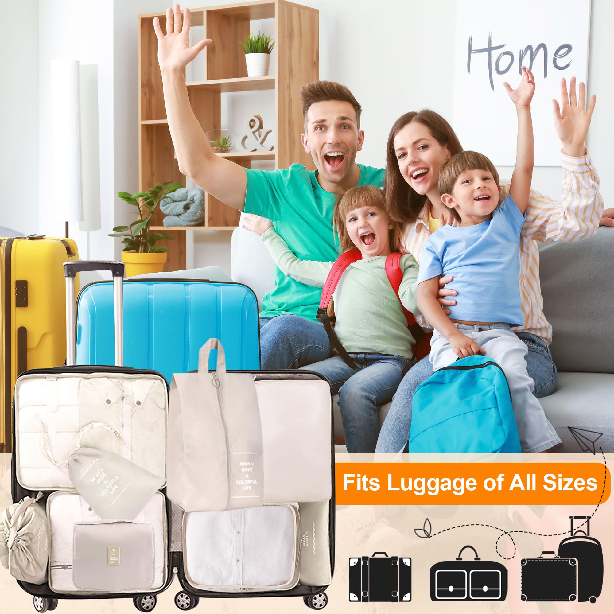 Kingdalux 9-Piece Packing Cubes Set - Waterproof Travel Organizers for Suitcases | Perfect for Clothes, Shoes & Toiletries