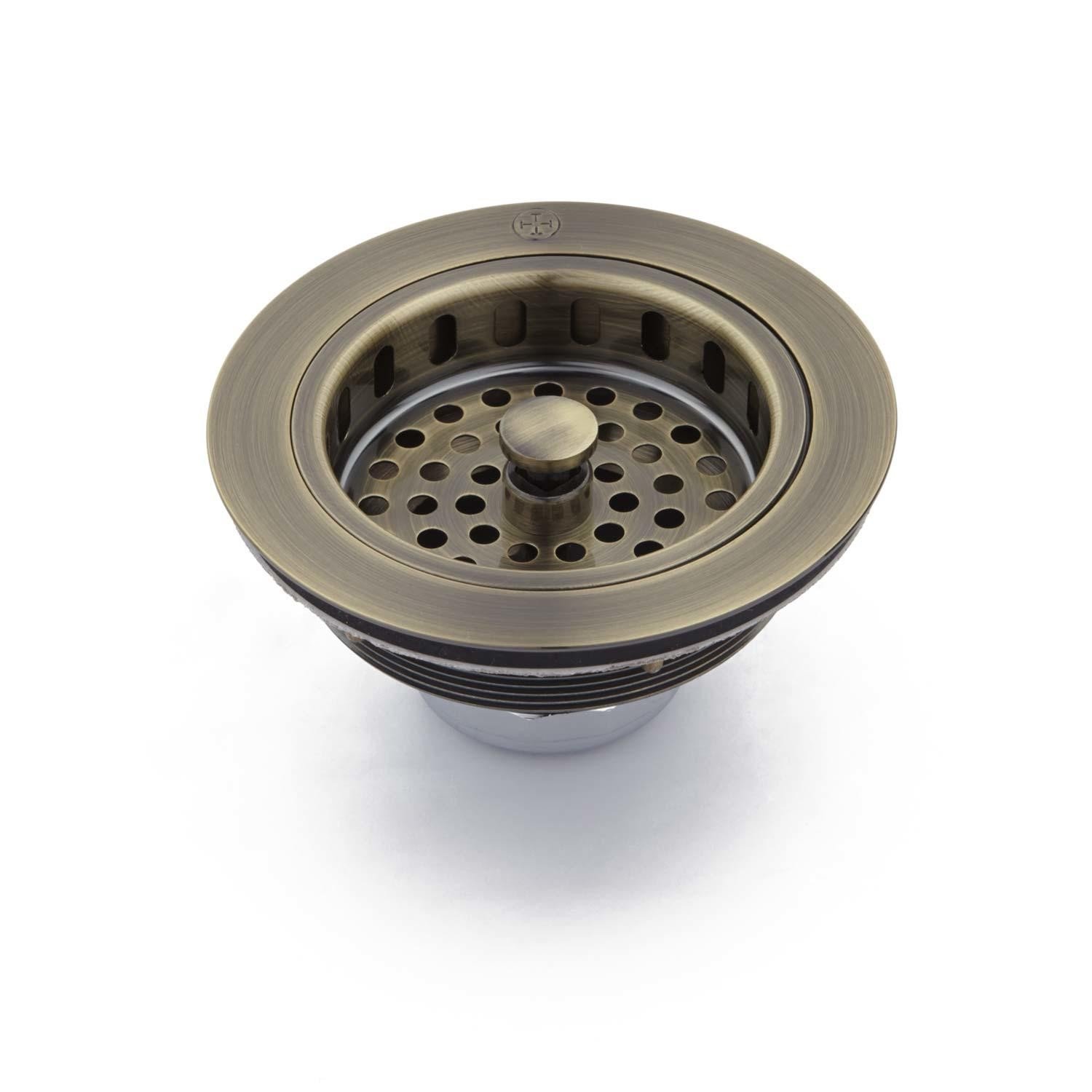 Naiture 3.5 Inch Kitchen Sink Strainer Basket - Antique Brass Finish for Drain Filter and Food Scrap Catcher | Perfect for Kitchen, Bar, and RV Sinks
