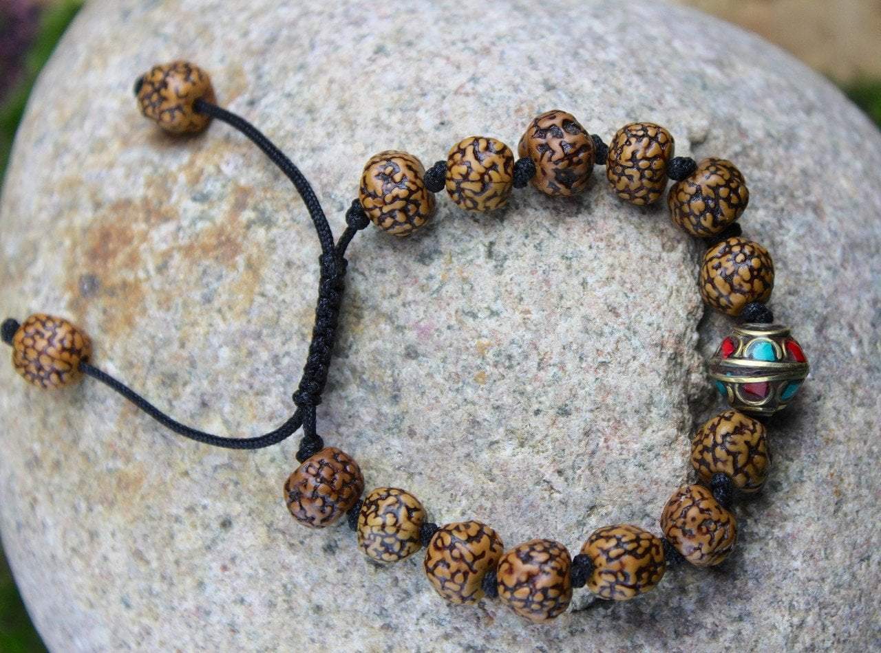 Adjustable Rudraksha Knot Wrist Mala Bracelet - Meditation & Yoga Prayer Beads for Stress Relief & Spiritual Protection - Perfect for Mindfulness Practice, Chakra Balancing & Daily Wear