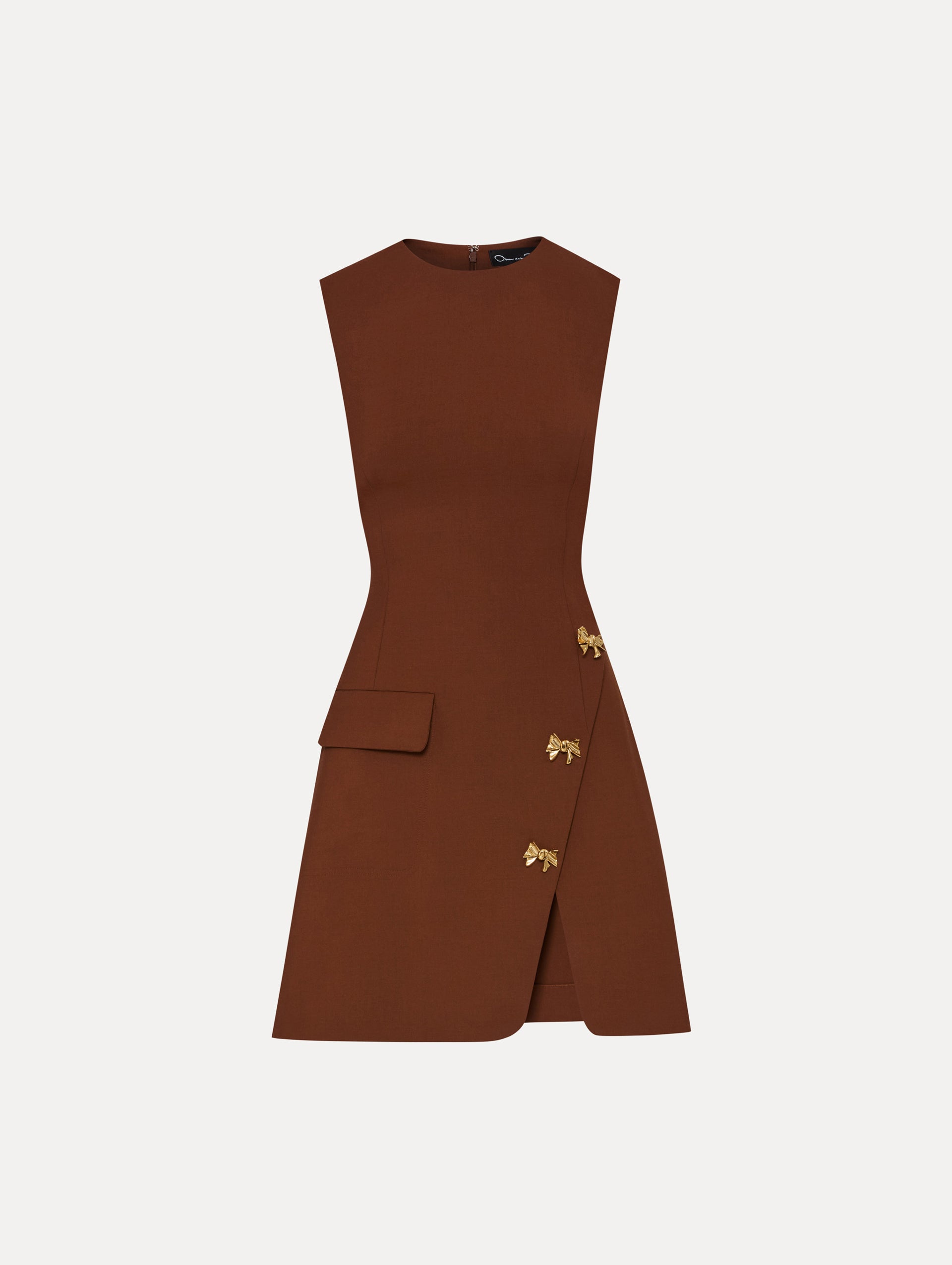Elegant Bow Button Split Skirt Dress for Women - Flowy Midi Dress with Front Slit for Casual & Party Wear