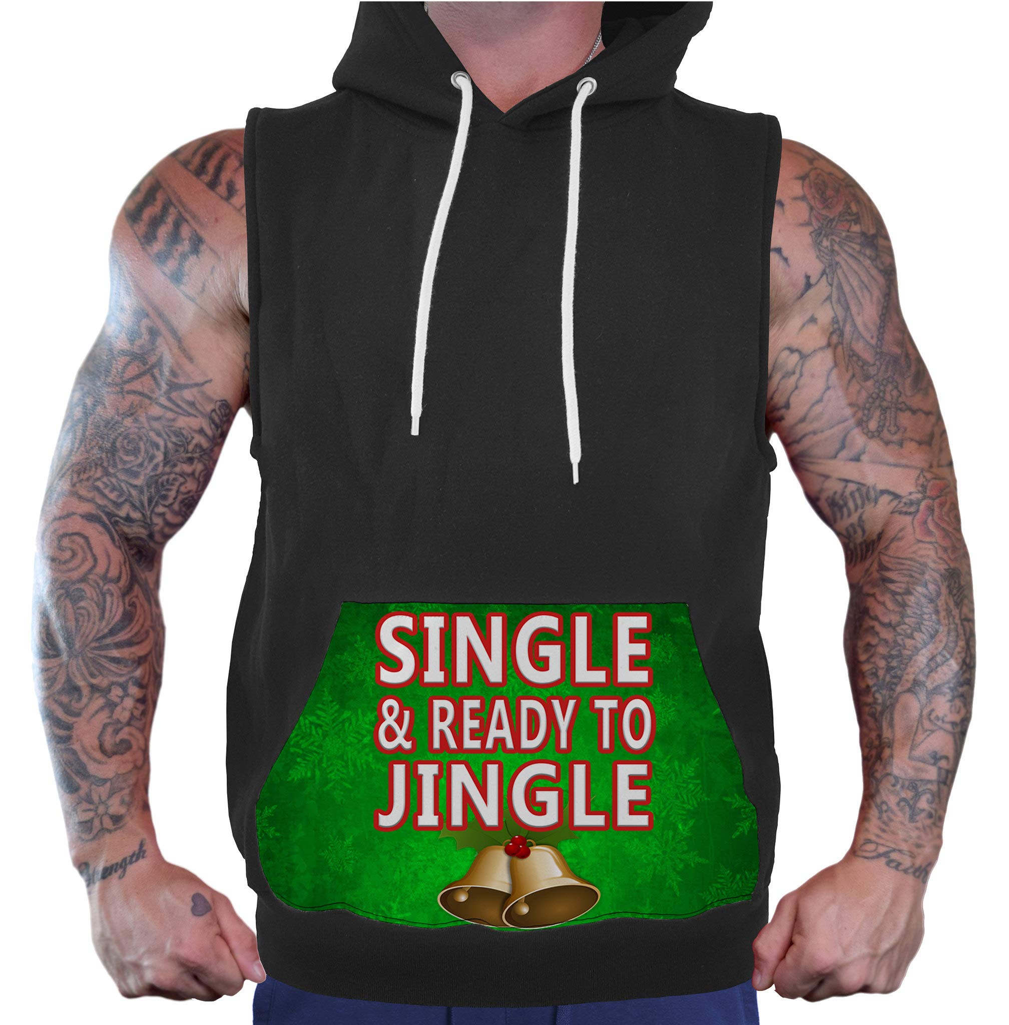 Men's Black Vest Hoodie - Single Ready to Jingle PLY P104 | Cozy Winter Layering for Outdoor Activities & Casual Wear