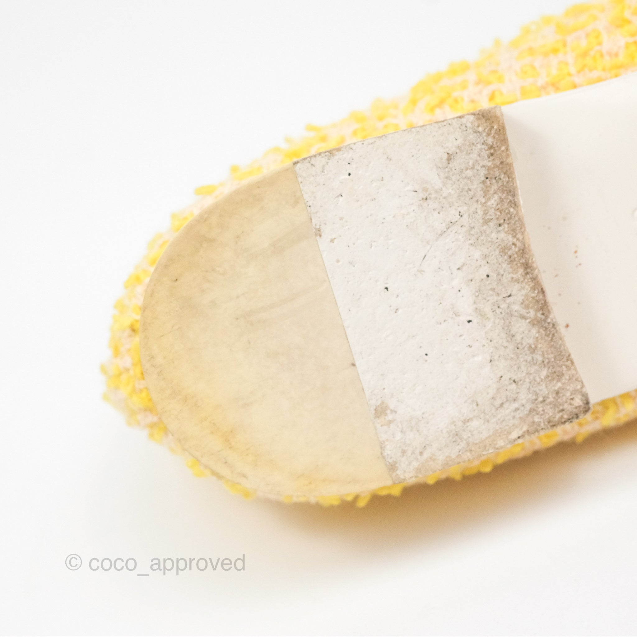 Chanel Ballerina Flats in Yellow Tweed with White Accents - Women's Size 37 (US 7) | Classic Comfortable Ballet Shoes for Work, Date Night & Casual Outings