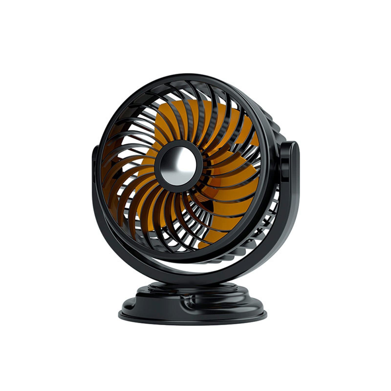 12V/24V Dual Head Car Fan - 360° Adjustable, Strong Wind, Low Noise Portable Electric Cooling Fan for Dashboard - Perfect for SUV, RV, Truck, Sedan, Home & Office Use (Orange)