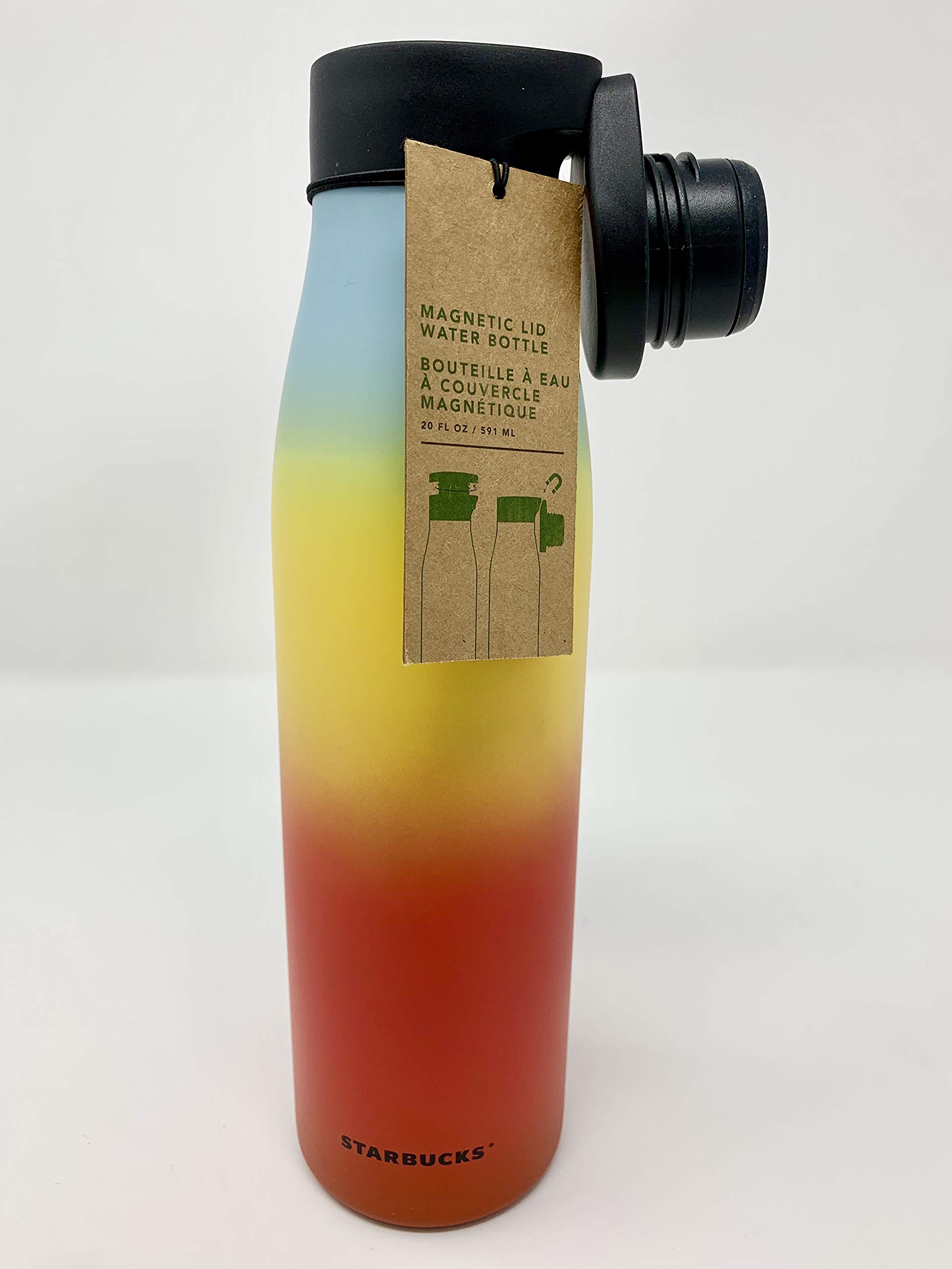 Starbucks 2019 Limited Edition Spring Rainbow Magnetic Lid Stainless Steel Water Bottle - 20oz Double Wall Vacuum Insulated Tumbler for Hot & Cold Drinks - Perfect for Office, Gym, Travel & Outdoor Activities