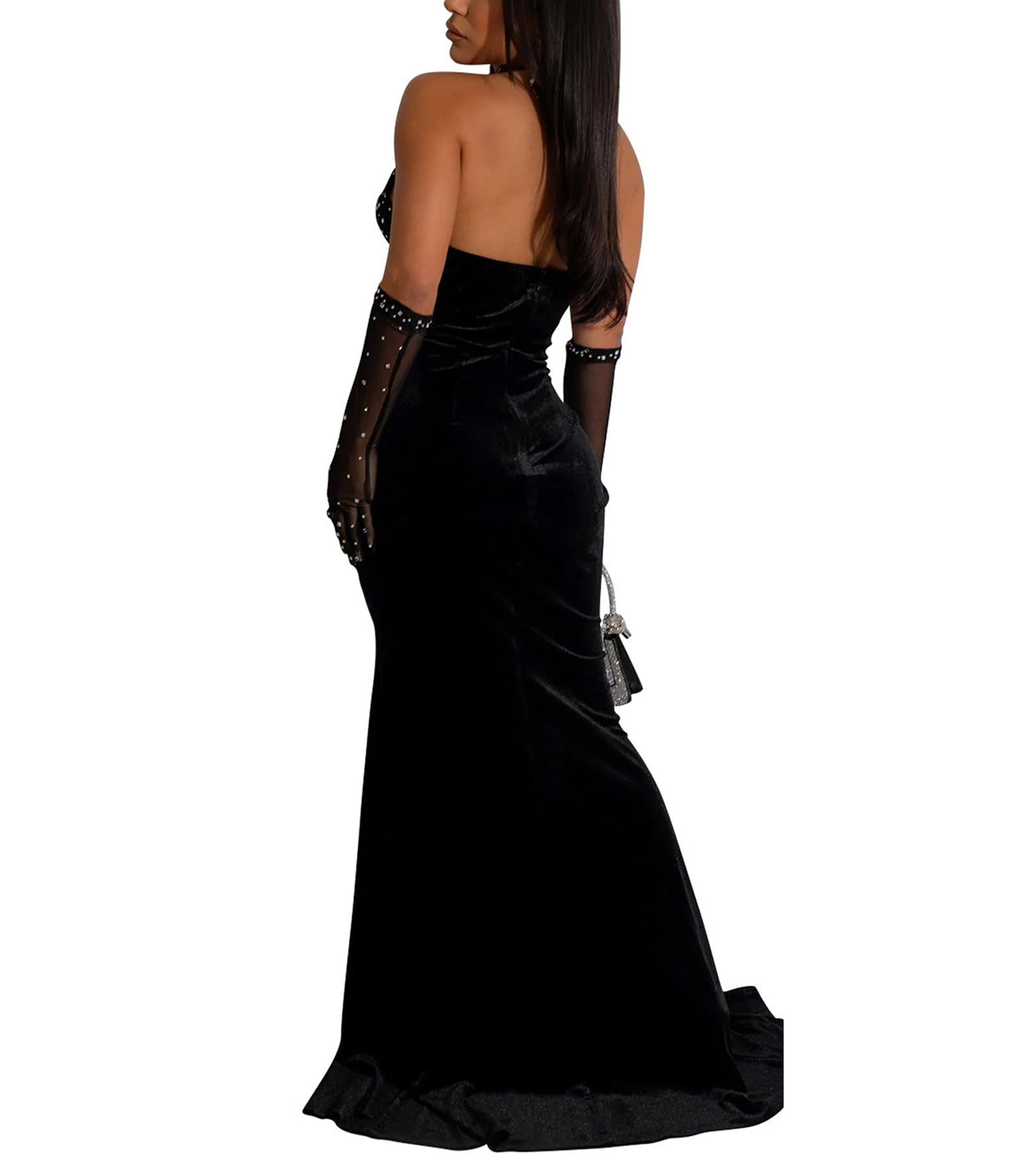PORRCEY Women's Sexy Rhinestone Bodycon Dress for Party Club Night - Elegant Clubwear with Hot Drilling Details for Evening Out, Cocktail Party & Special Occasions