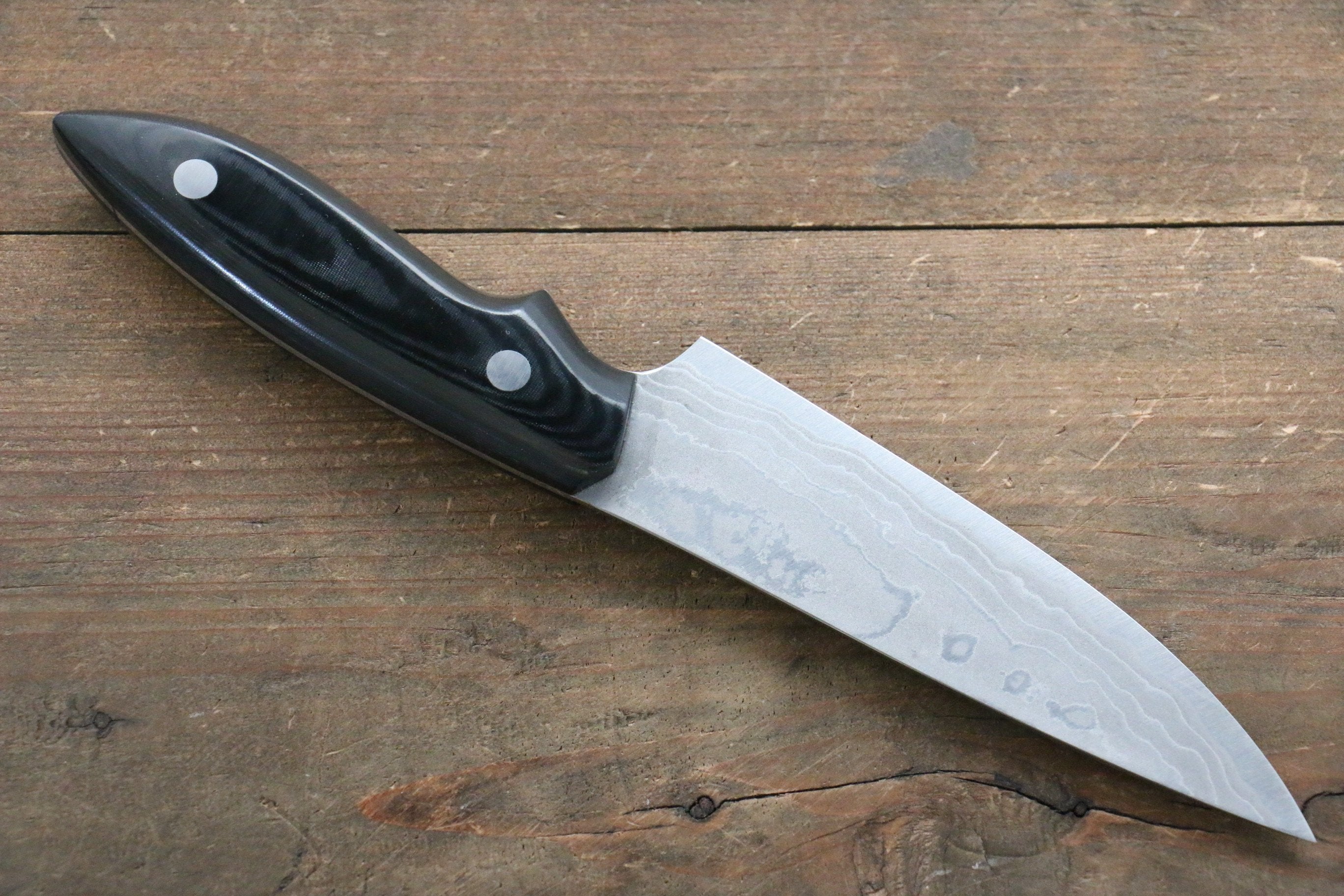 Premium Kazuo Nomura White Steel No.2 Damascus Gyuto Knife 120mm - Japanese Chef Knife with Micarta Handle - Perfect for Sushi, Meat Slicing & Precision Kitchen Tasks