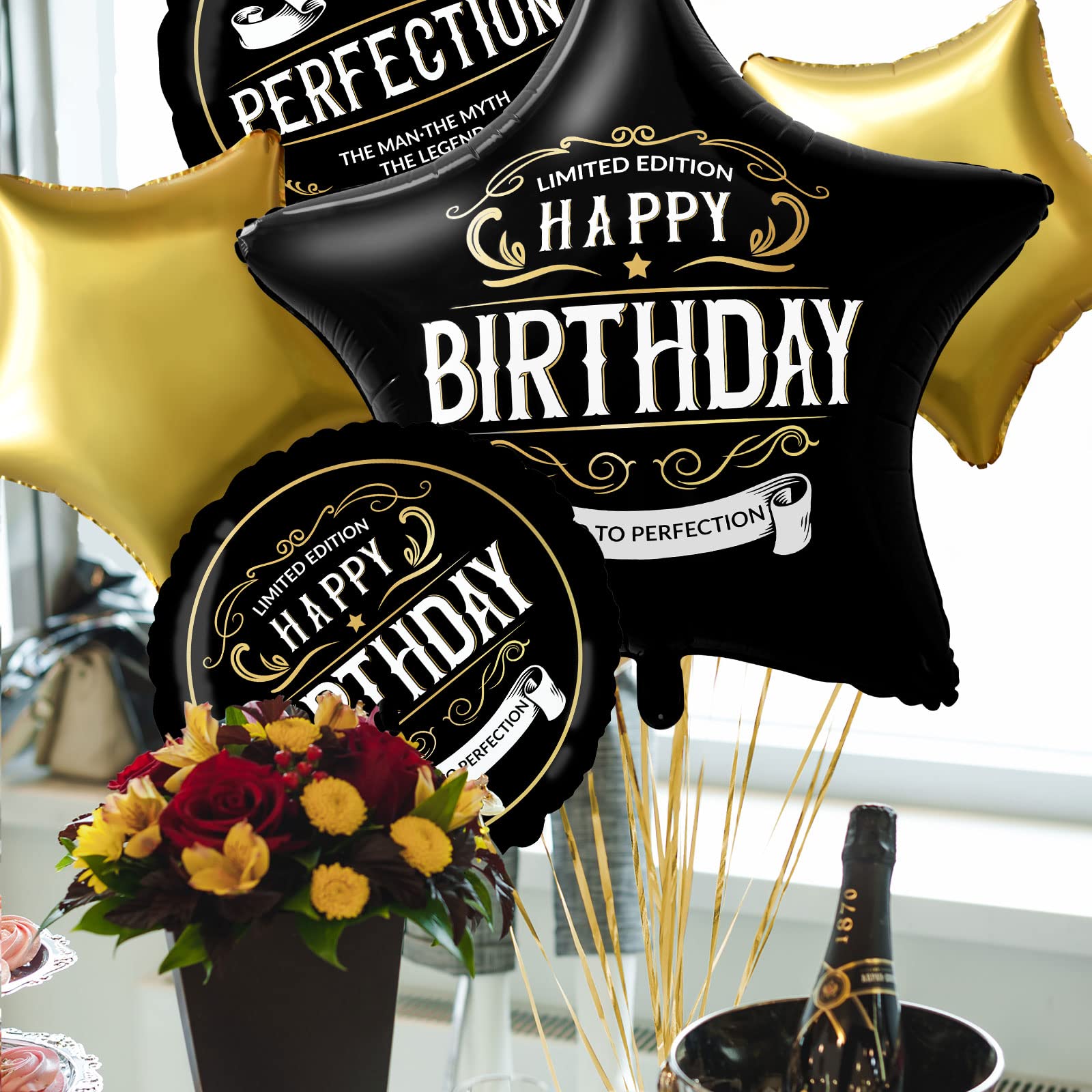 Black and Gold Better With Age Foil Balloon - Happy Birthday Decorations for Men | Adult Birthday Party Supplies for 40th, 50th Milestone Celebrations, Office & Home Decor