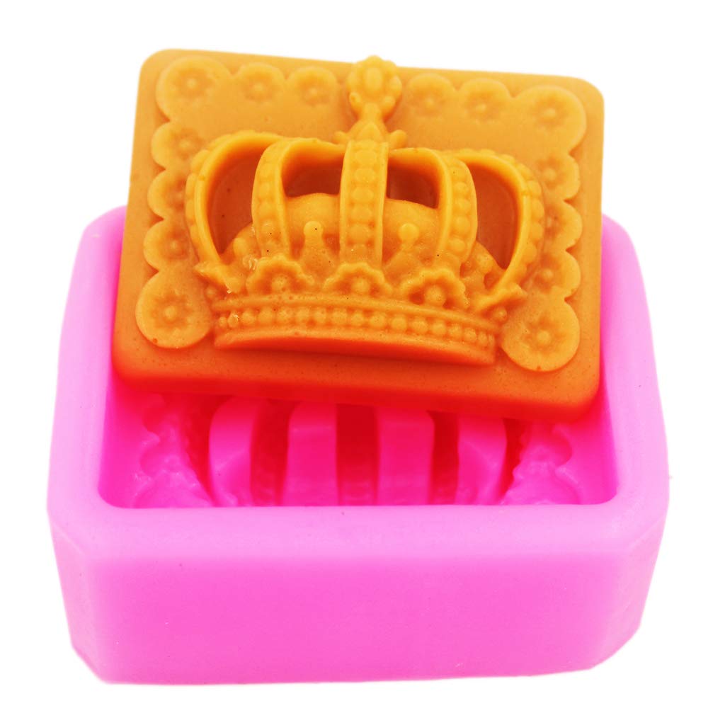 Longzang Crown Silicone Soap Molds for DIY Handmade Soap Making - 6 Cavity Reusable Soap Molds for Bath, Wedding Favors, and Home Decor Crafts