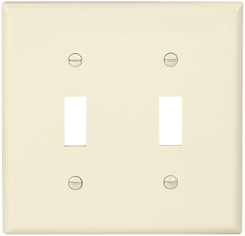 Eaton 5139LA Standard Size Nylon 2-Gang Toggle Switch Wall Plate, Light Almond - Perfect for Home Electrical Upgrades & DIY Projects