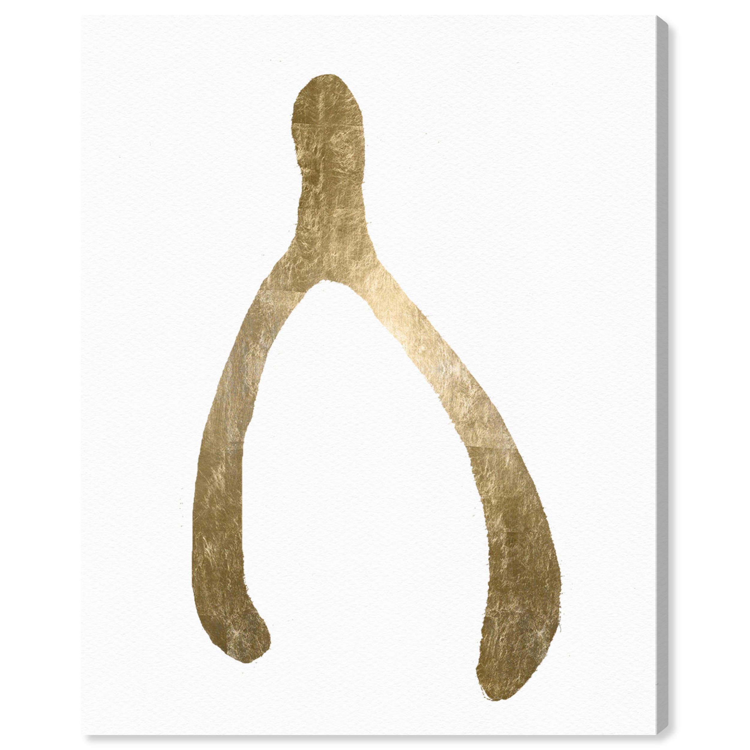 Oliver Gal Artist Co. 'Wishbone' Gold & White Wall Art Canvas Print - 20x24 Inches Symbolic Home Decor for Living Room, Bedroom & Office
