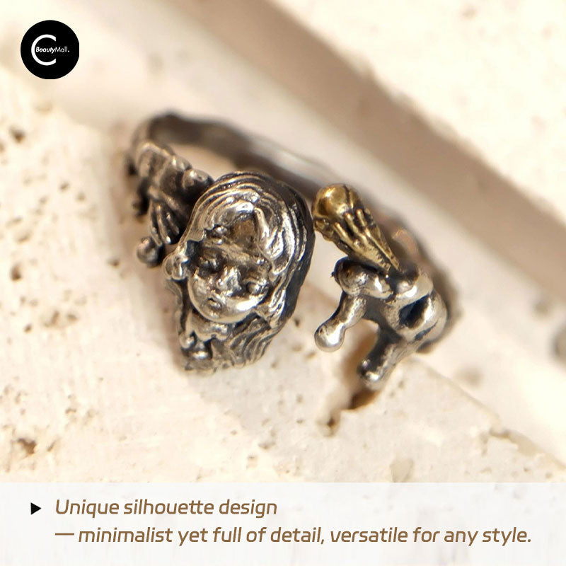 QUANDO Wraith Dance Dark Fantasy Skeleton Sterling Silver Ring for Men & Women - Gothic Jewelry for Halloween, Cosplay, and Alternative Fashion