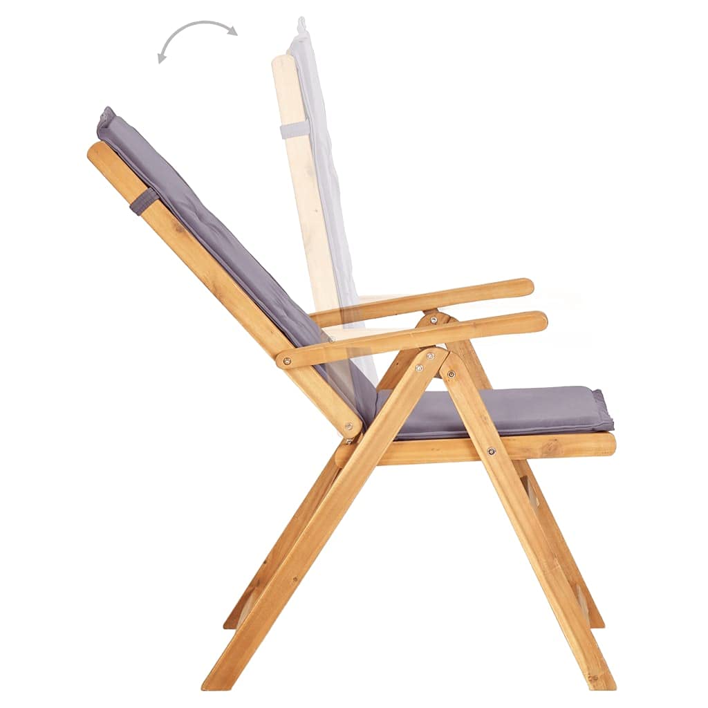 **Solid Acacia Wood Outdoor Garden Chairs Set of 2 - Reclining Patio Furniture with Armrests & Backrest - Brown Wooden Lounge Chairs for Backyard, Deck, Poolside & Garden Relaxation**